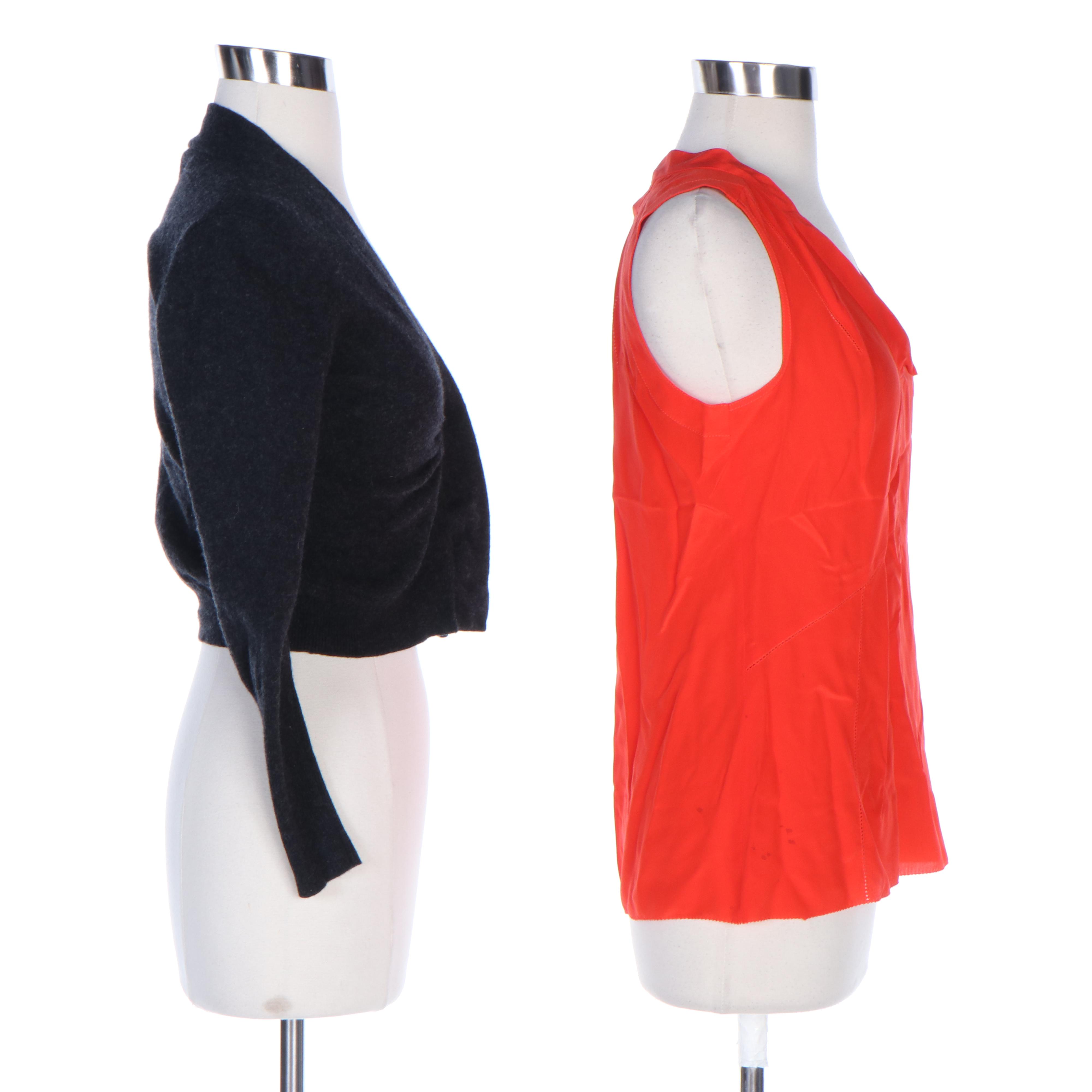 Rivamonti Wool/Silk Blend Cardigan and Tory Burch Silk Sleeveless Blouse