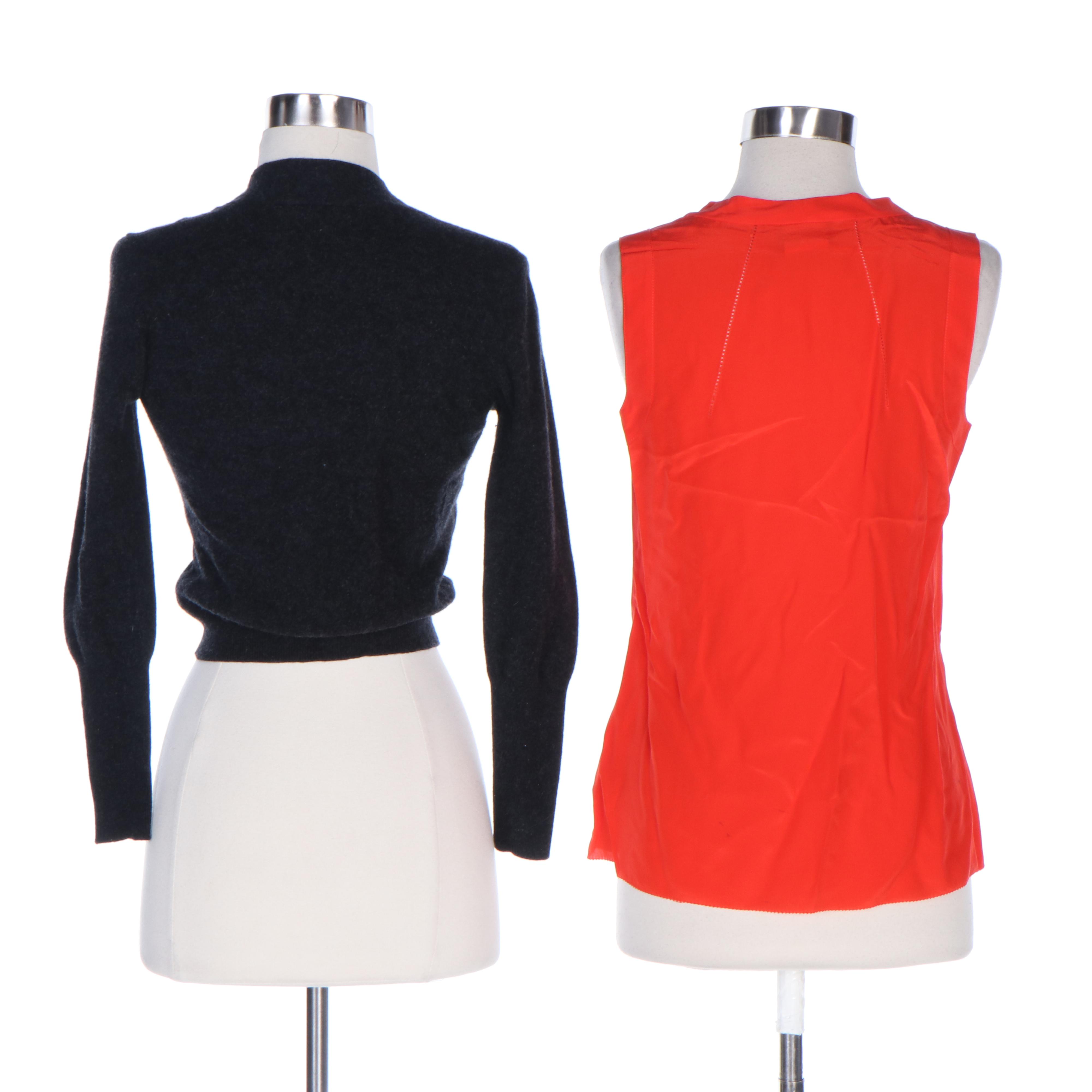 Rivamonti Wool/Silk Blend Cardigan and Tory Burch Silk Sleeveless Blouse