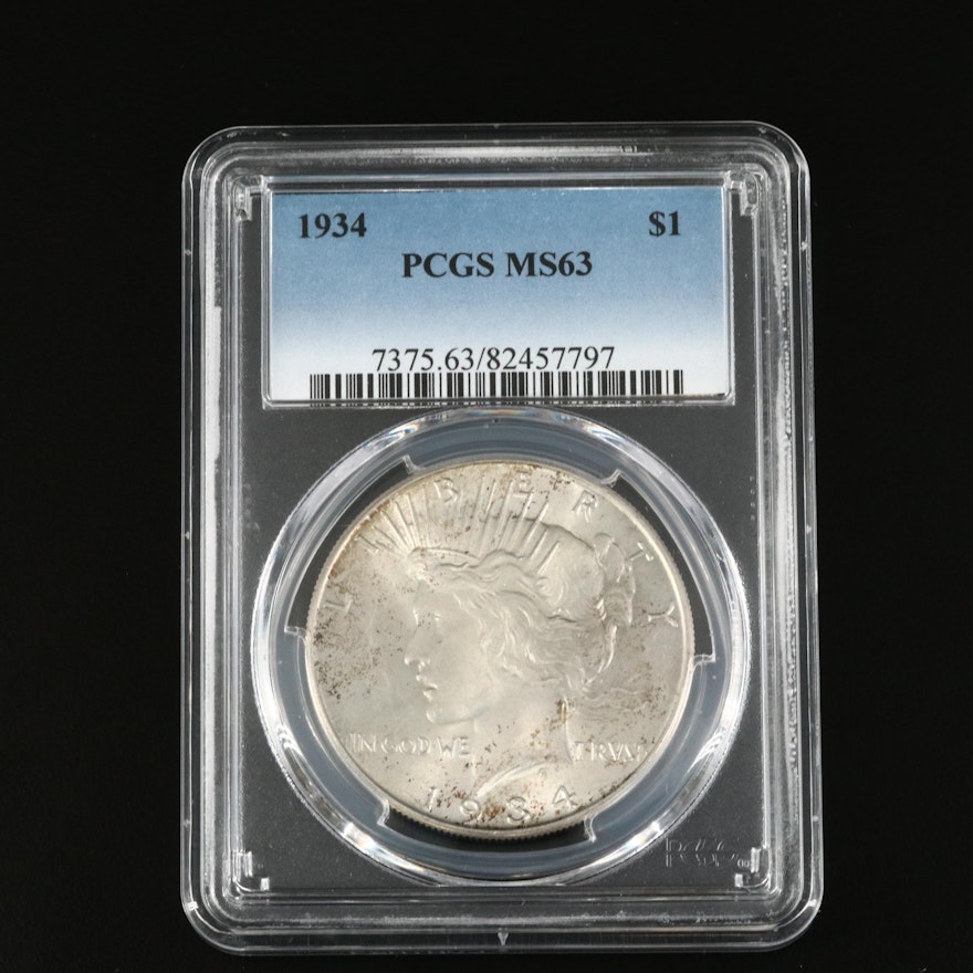 PCGS Graded MS63 1934 Peace Silver Dollar