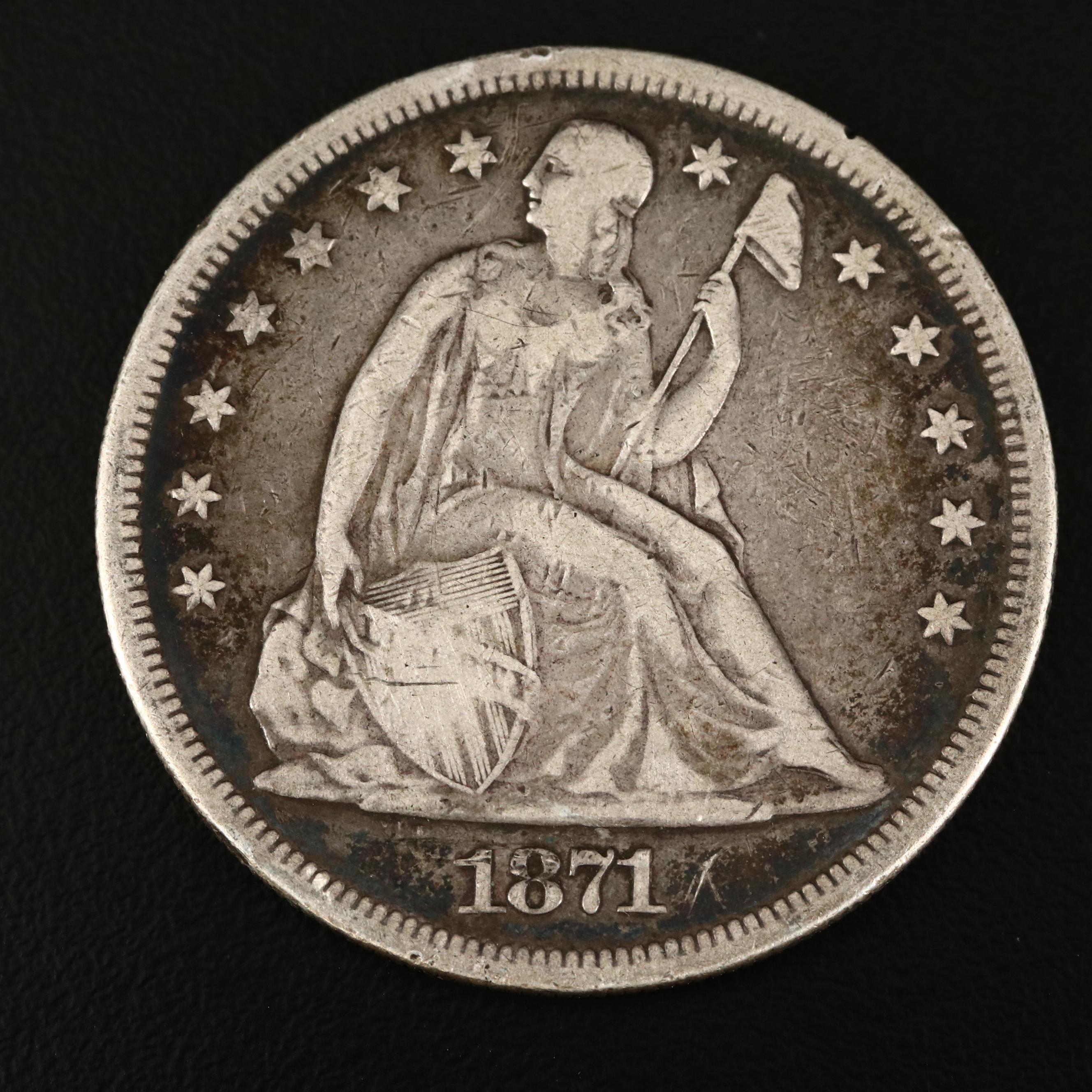 1871 Liberty Seated Silver Dollar