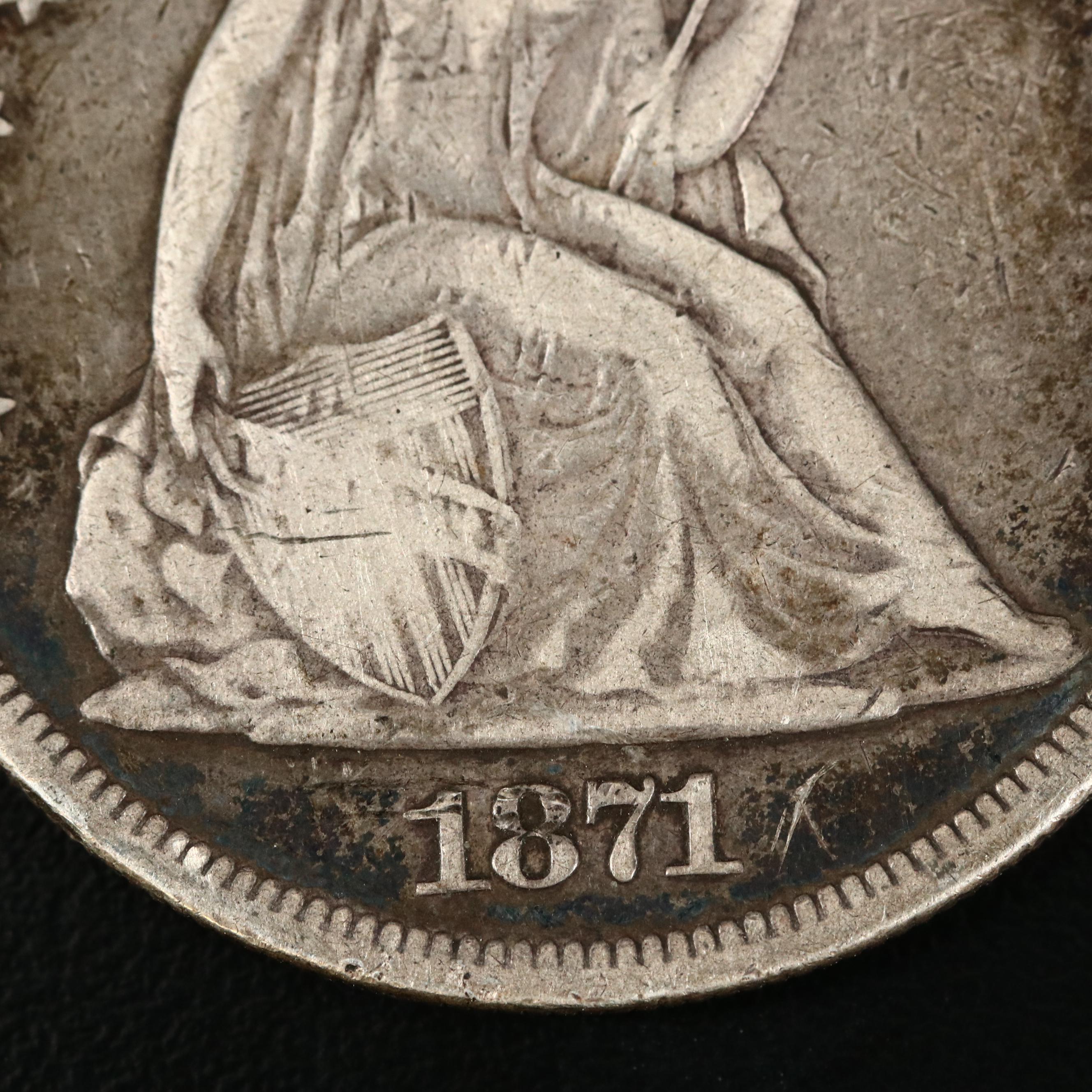 1871 Liberty Seated Silver Dollar