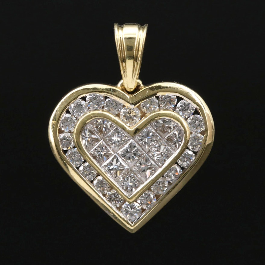 18K Gold 1.14 CTW Diamond Heart Pendant