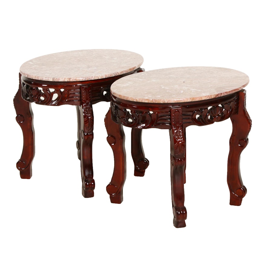 Victorian Style Marble Top Side Tables, Mid-20th Century