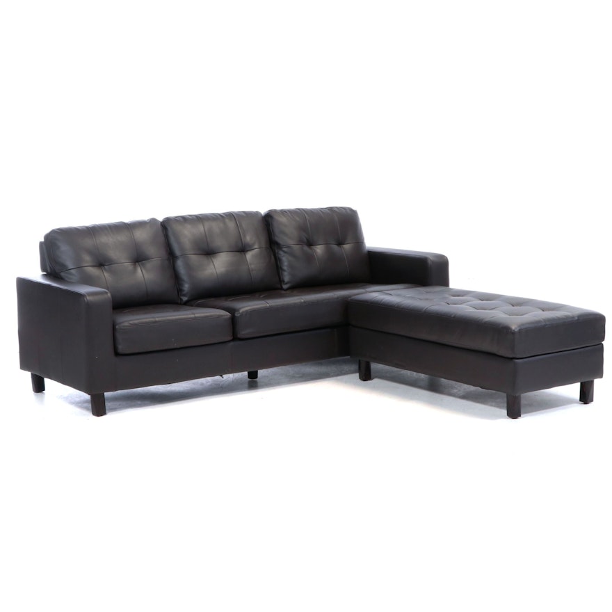 Abbyson Faux-Leather Sofa with Chaise