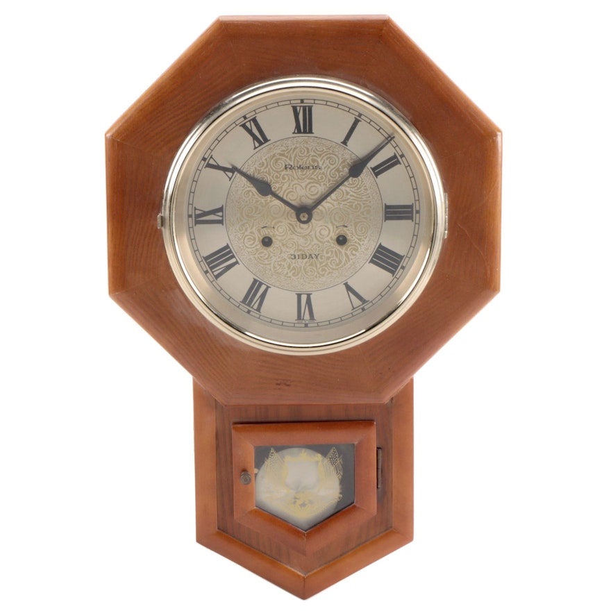 Rolens 31 Day Regulator Oak Veneer Wall Clock, Late 20th Century