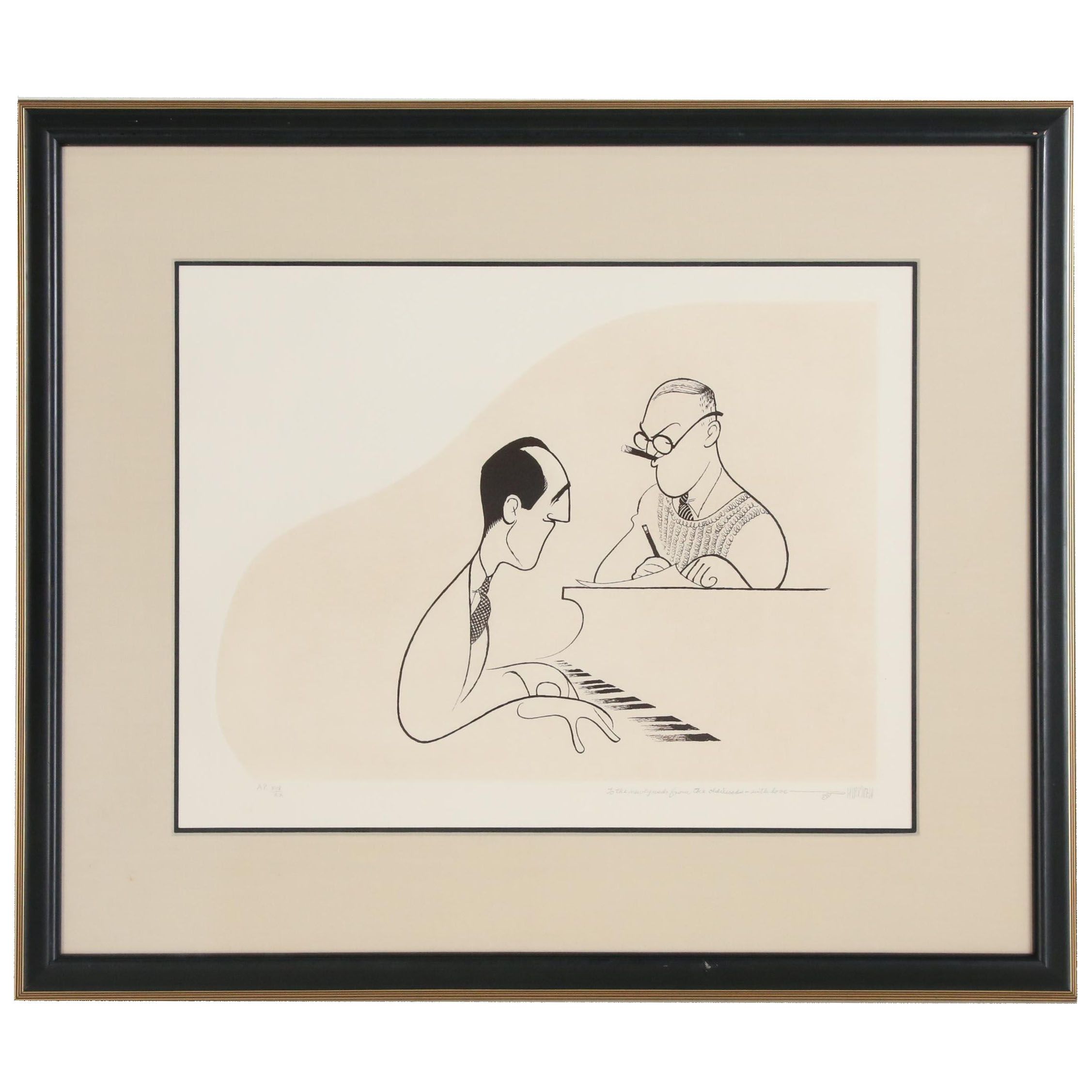 Al Hirschfeld Caricature Etching "George and Ira Gershwin", 1990