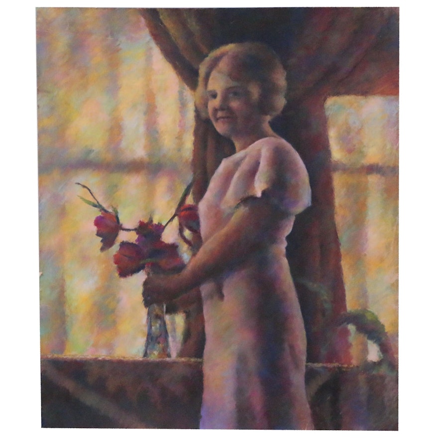 Glenn S. Pearce Pastel Drawing "Red Bouqet", Mid 20th Century