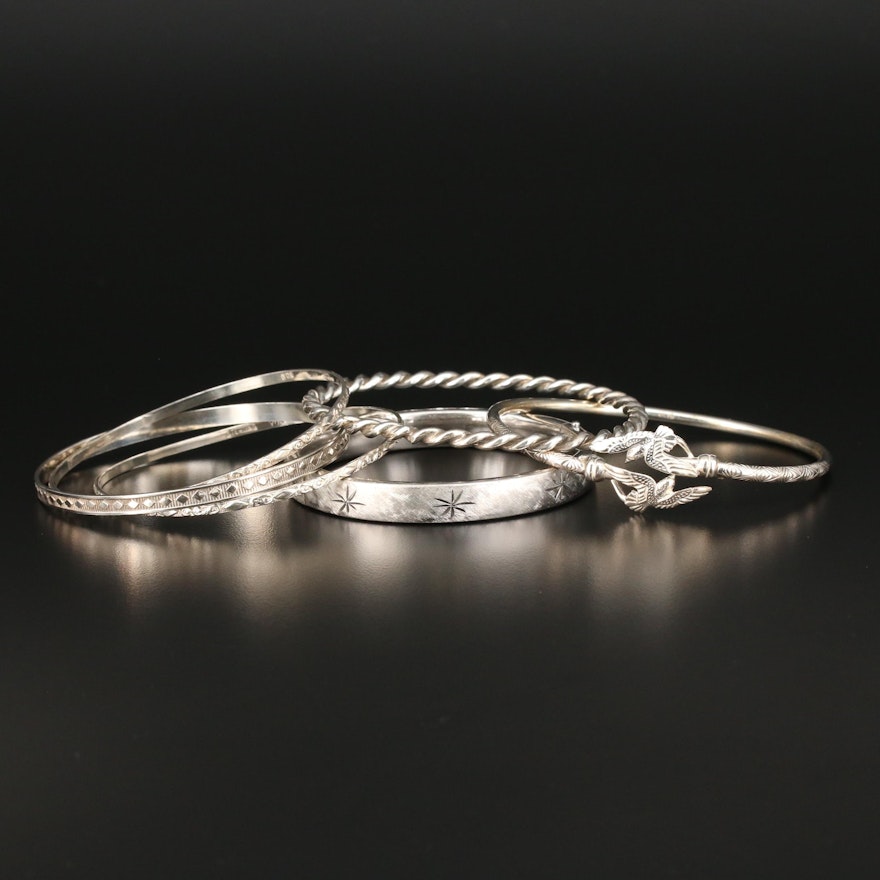 Vintage Sterling Silver Bangles and Cuffs Featuring Beau