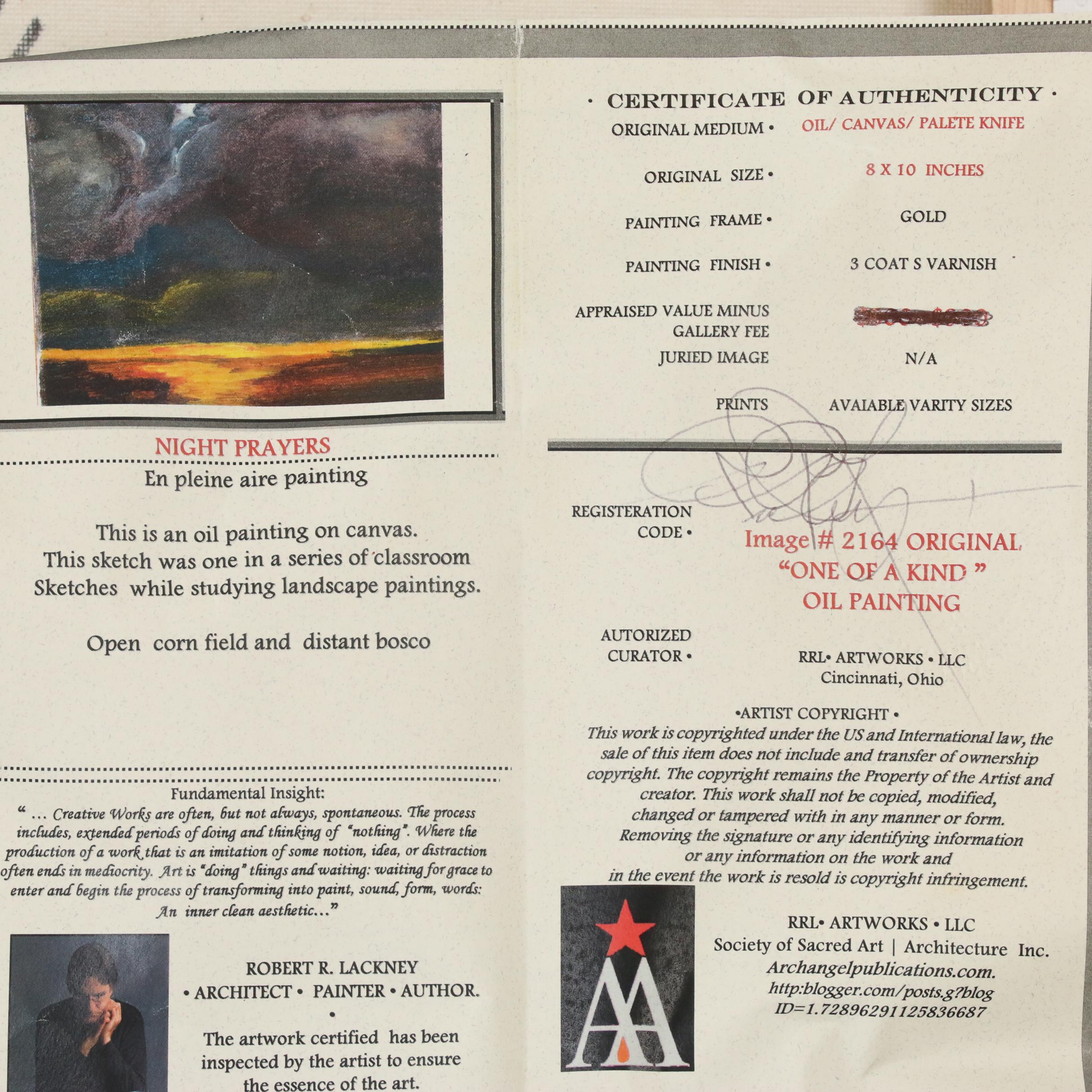 Robert Lackney Oil Painting "Night Prayers"