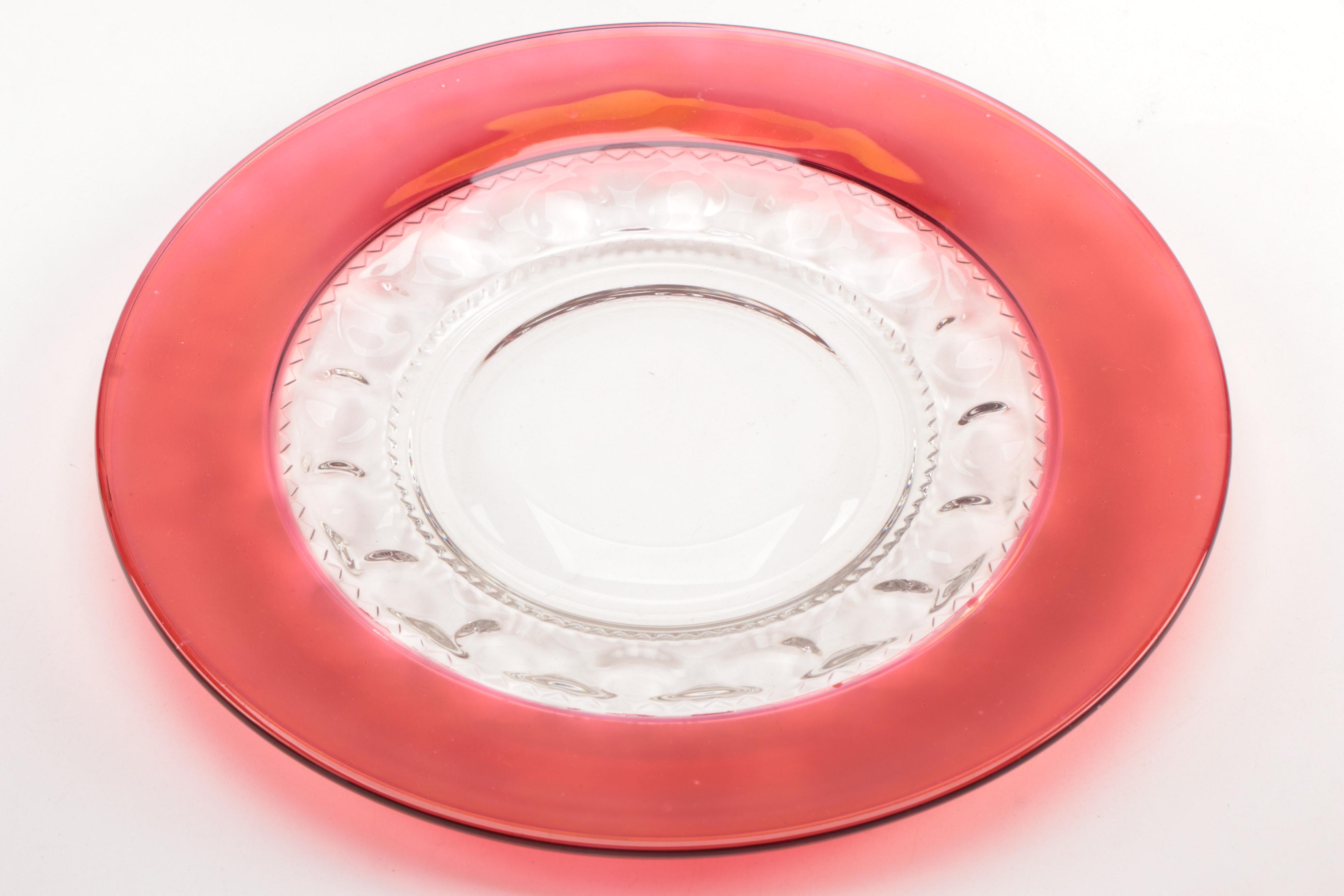 Tiffin-Franciscan "King's Crown" Ruby Flashed Dinnerware and Stemware