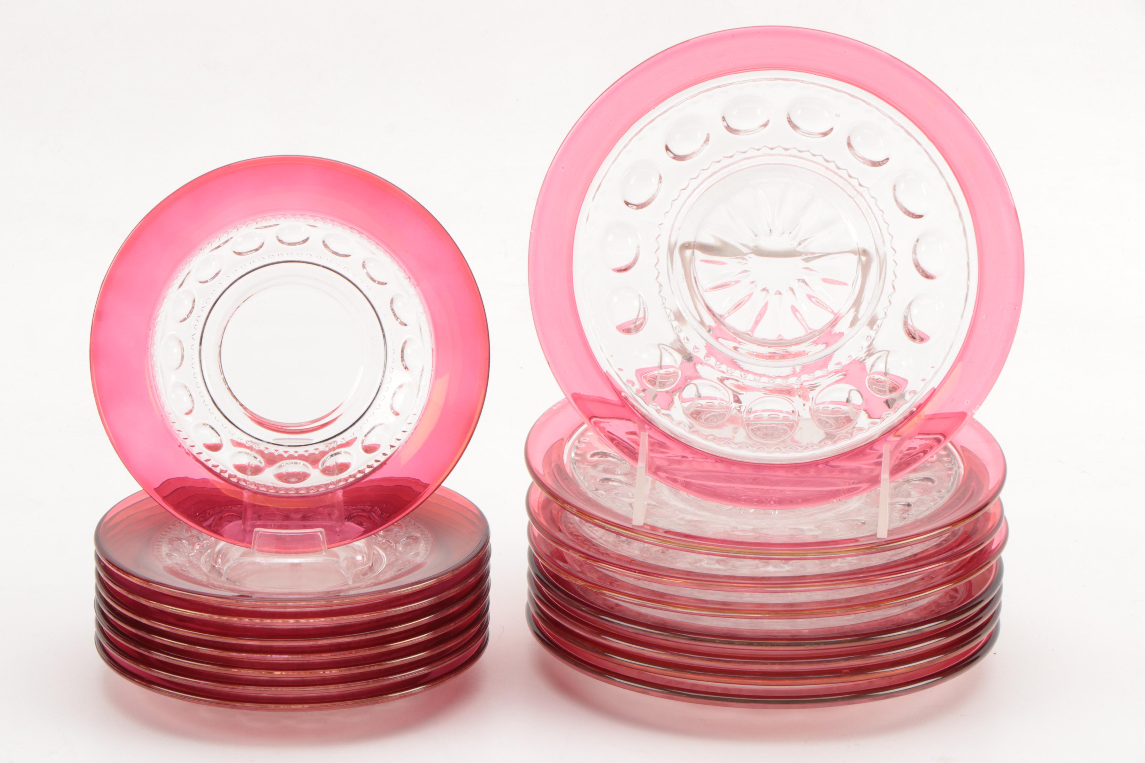 Tiffin-Franciscan "King's Crown" Ruby Flashed Dinnerware and Stemware