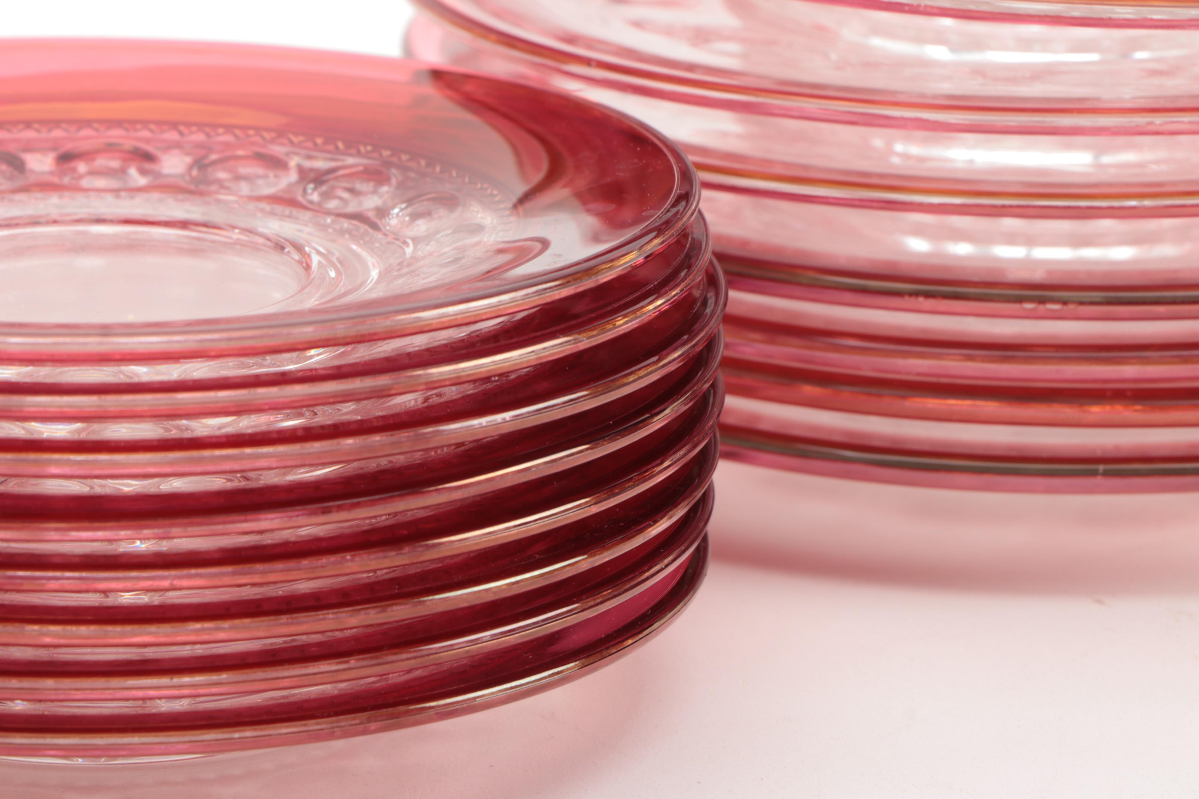 Tiffin-Franciscan "King's Crown" Ruby Flashed Dinnerware and Stemware