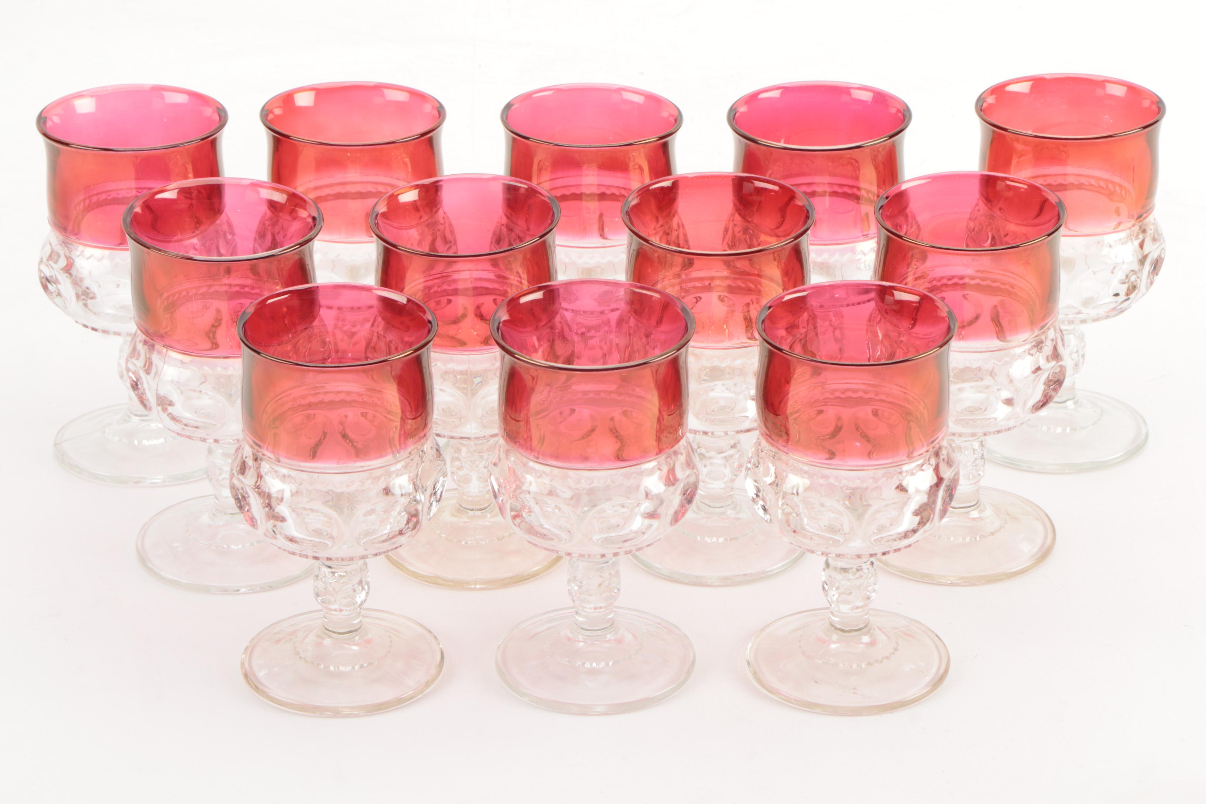 Tiffin-Franciscan "King's Crown" Ruby Flashed Dinnerware and Stemware