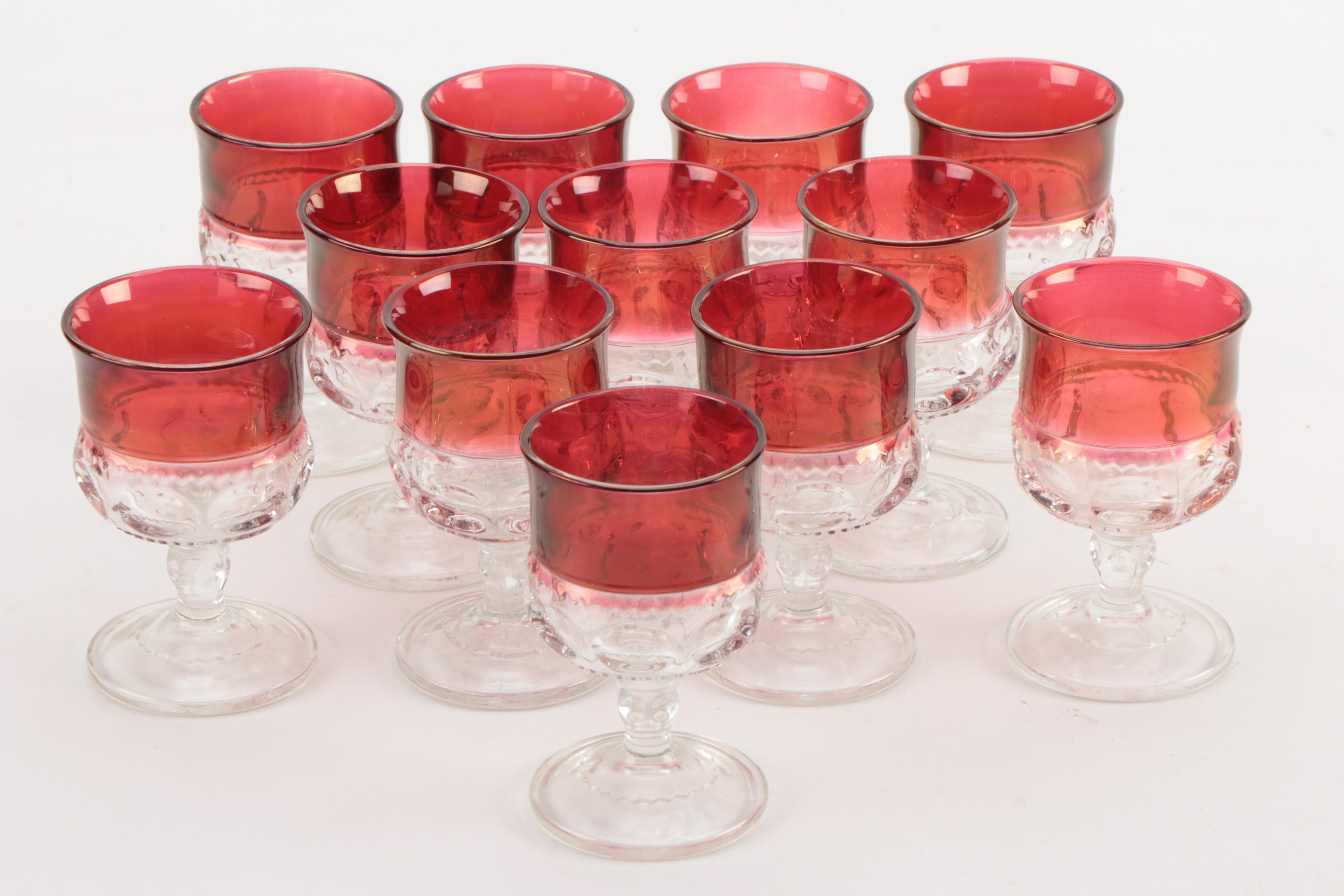 Tiffin-Franciscan "King's Crown" Ruby Flashed Dinnerware and Stemware