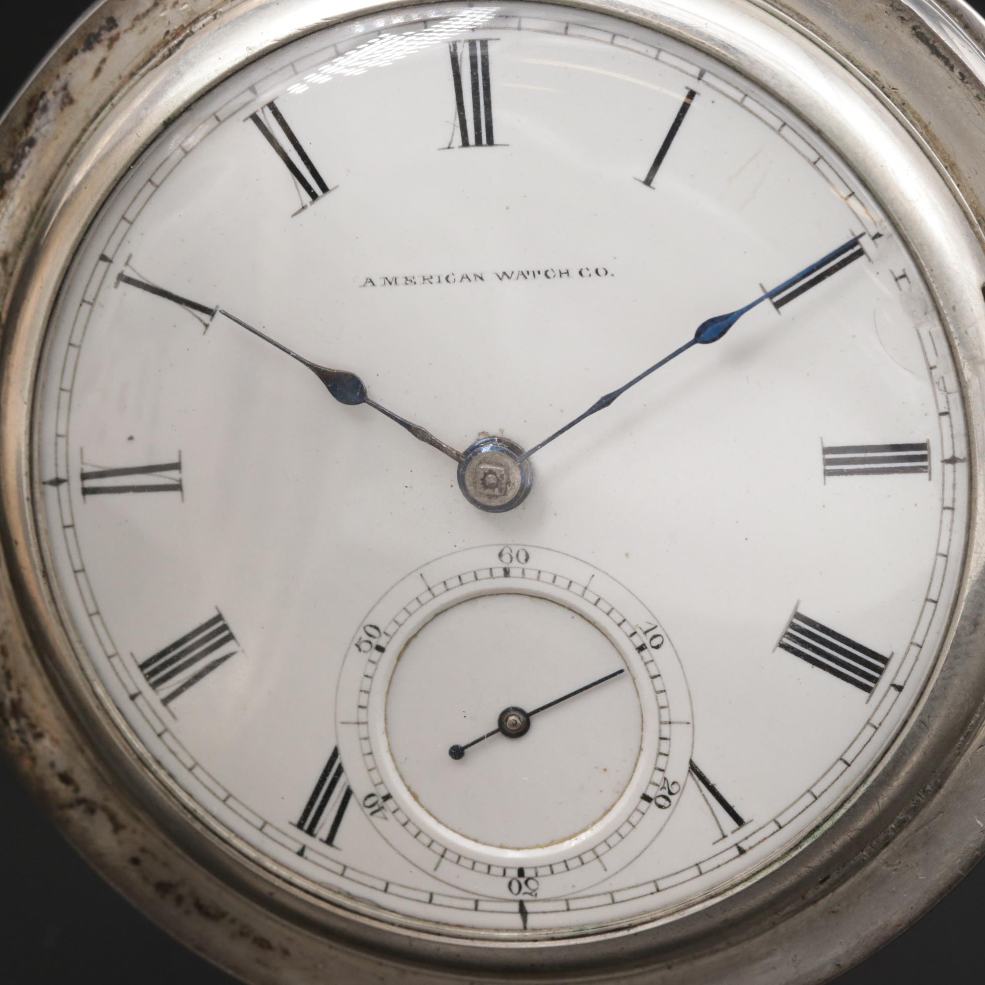 Waltham 900 Silver Key Set Hunting Case Pocket Watch, Antique