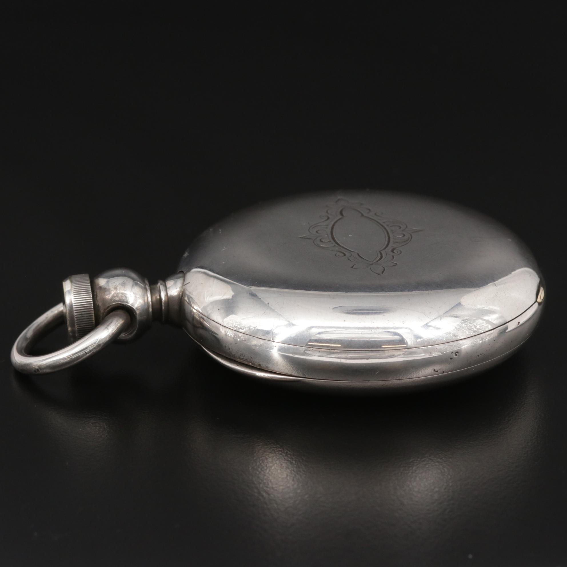 Waltham 900 Silver Key Set Hunting Case Pocket Watch, Antique