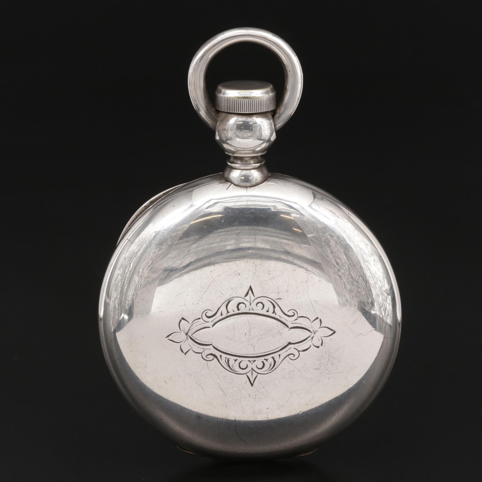 Waltham 900 Silver Key Set Hunting Case Pocket Watch, Antique