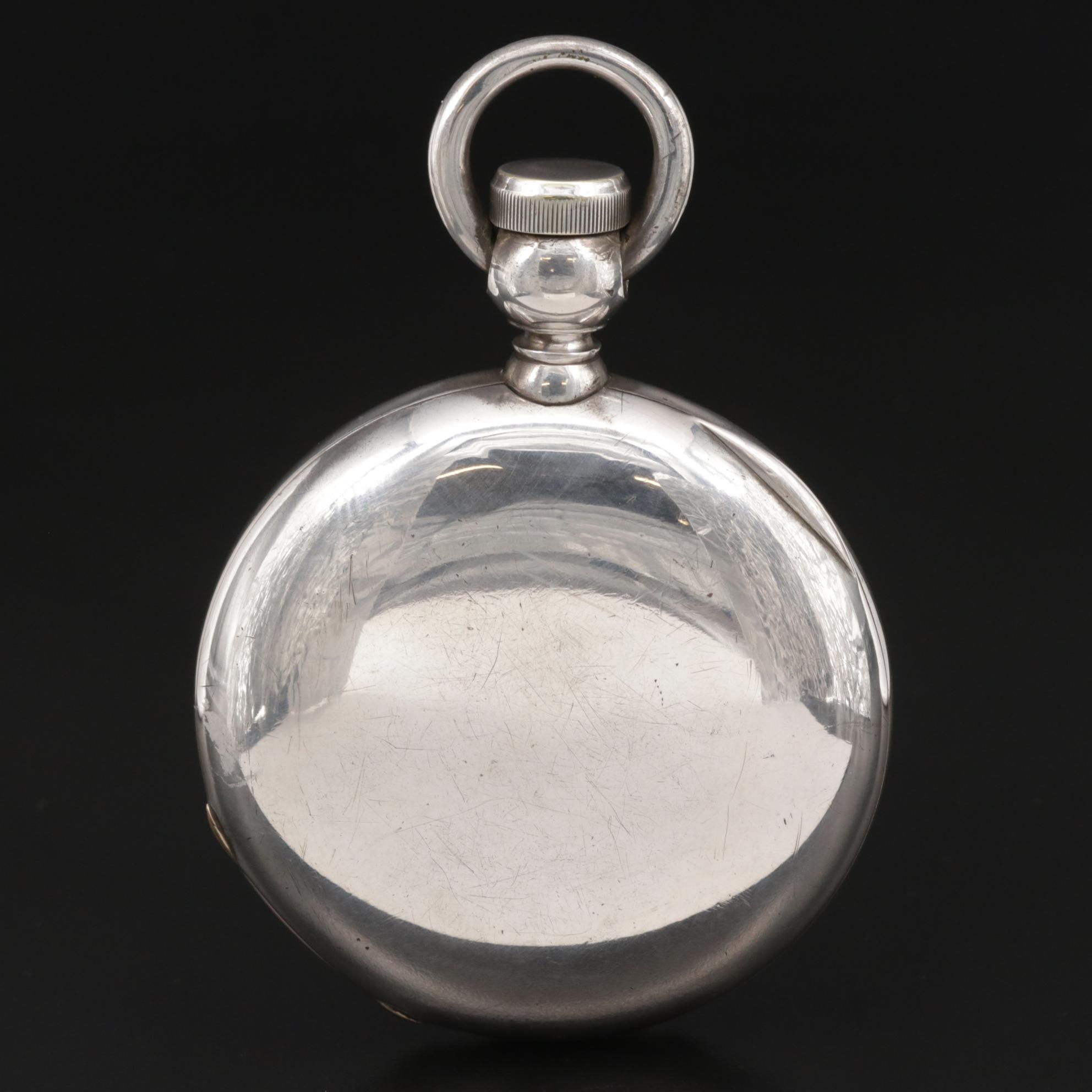 Waltham 900 Silver Key Set Hunting Case Pocket Watch, Antique