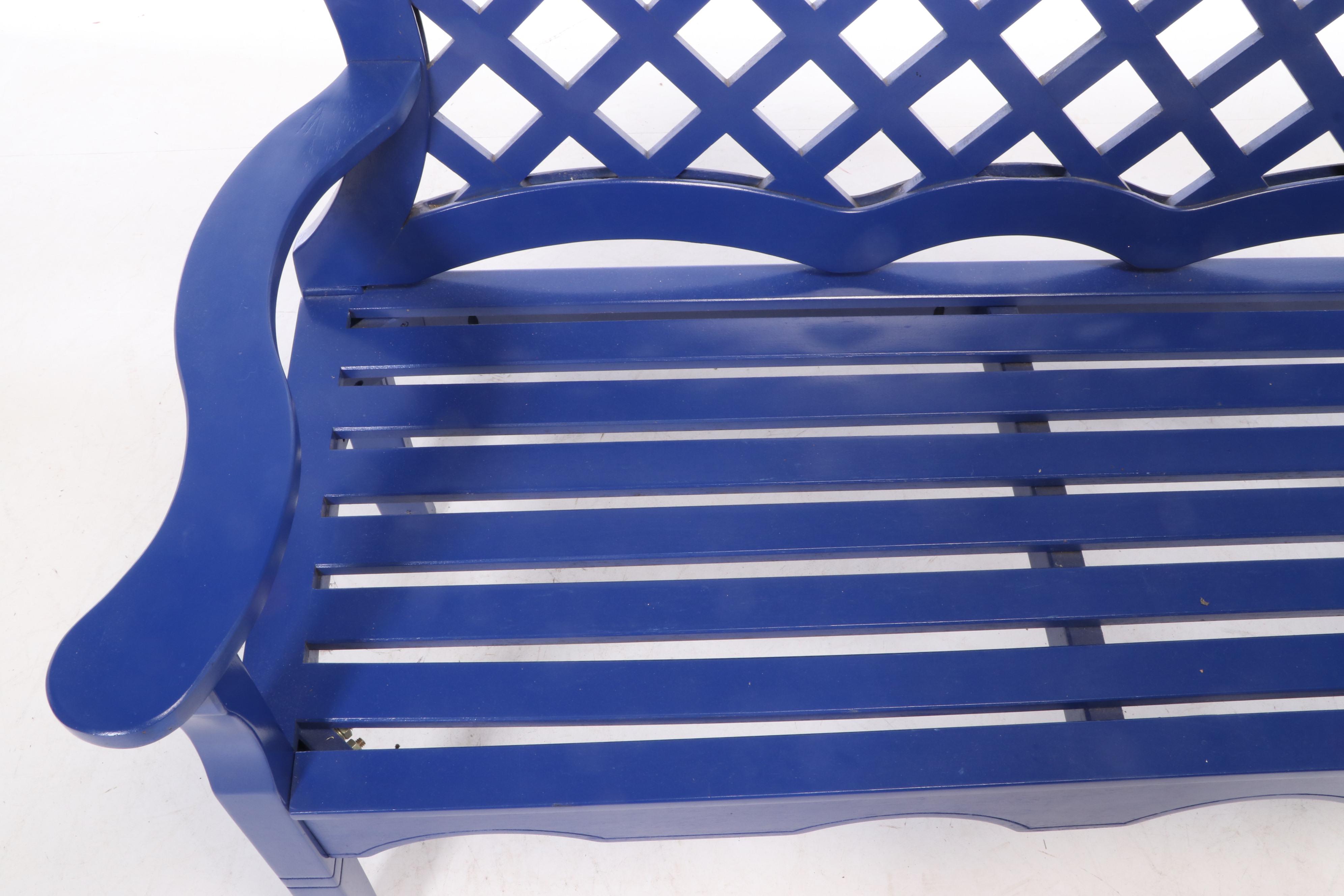 Contemporary "Luciana" Blue-Painted Wood Bench