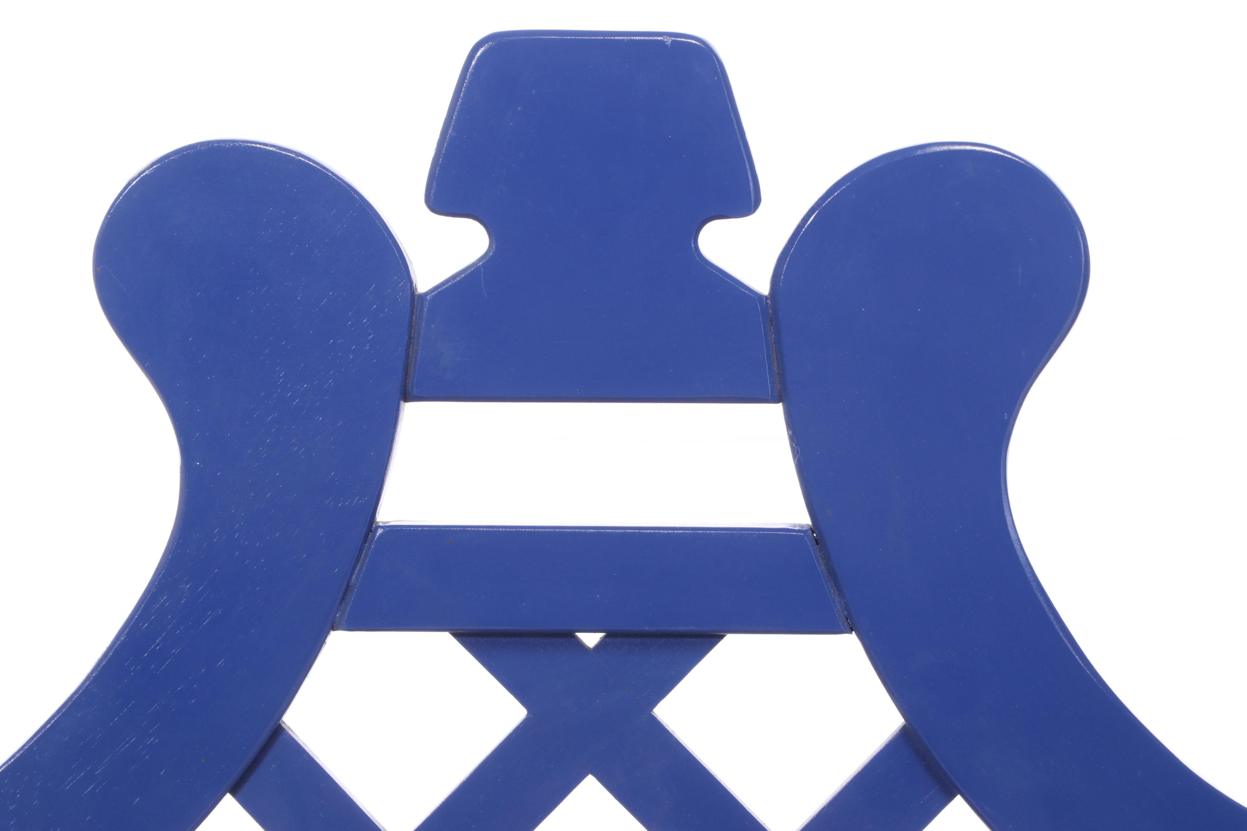 Contemporary "Luciana" Blue-Painted Wood Bench