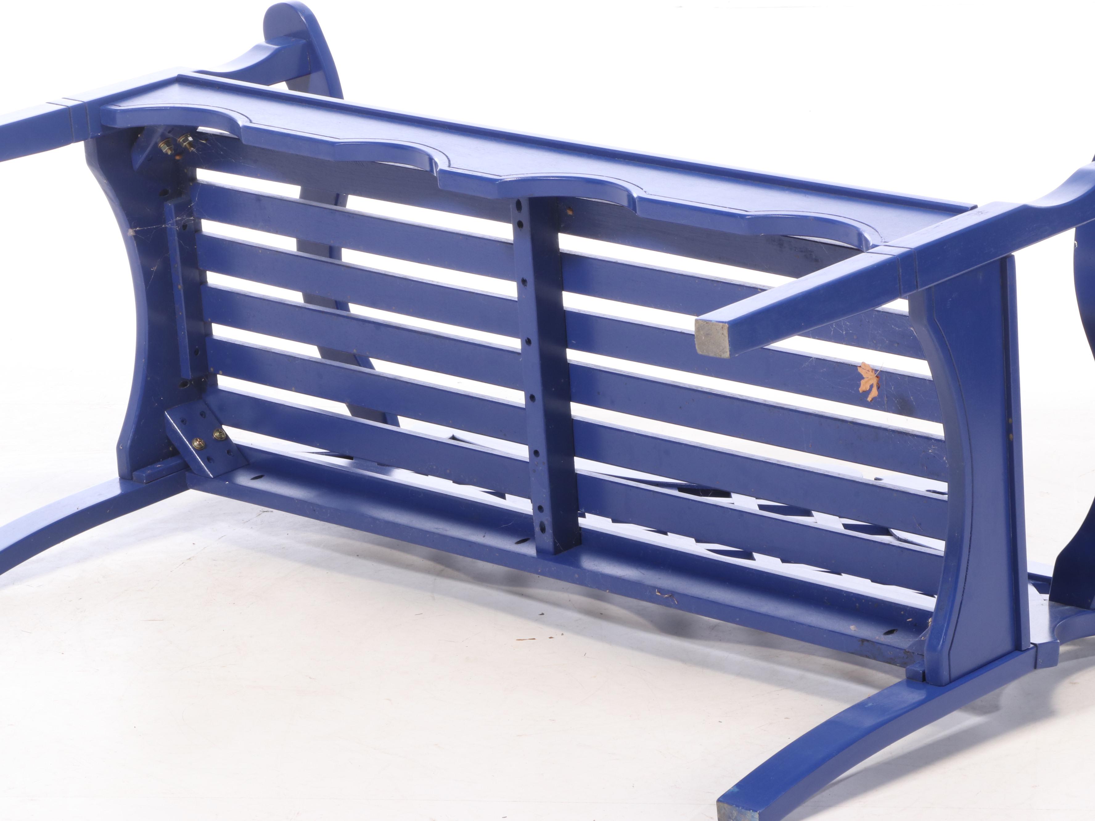 Contemporary "Luciana" Blue-Painted Wood Bench