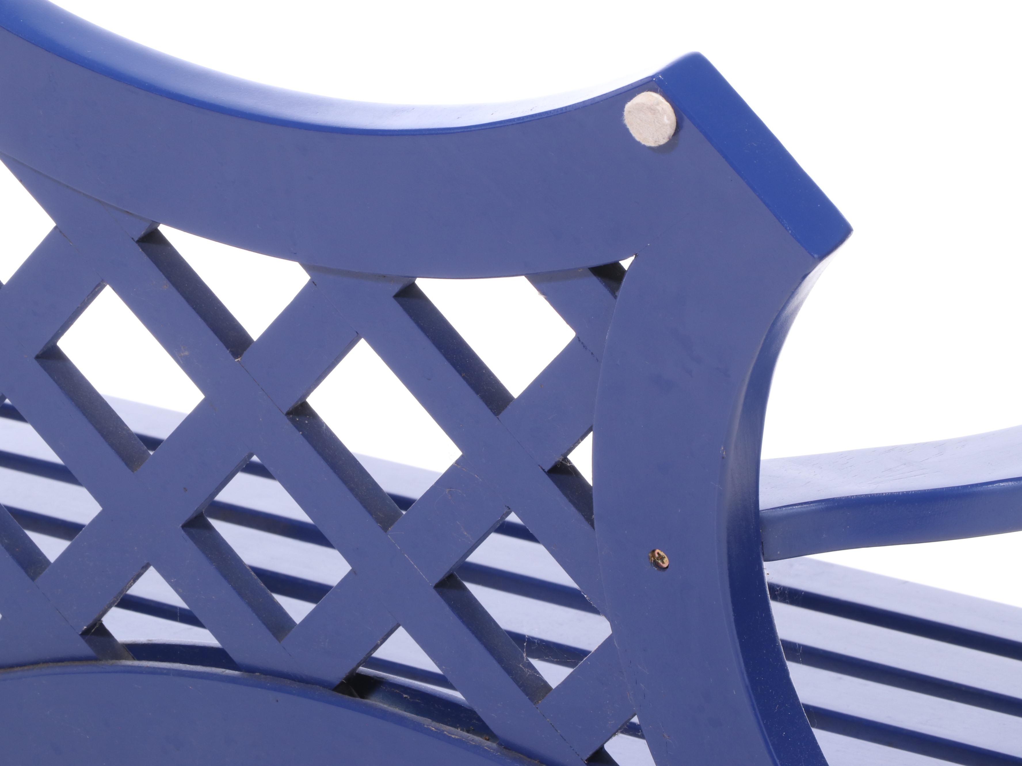 Contemporary "Luciana" Blue-Painted Wood Bench