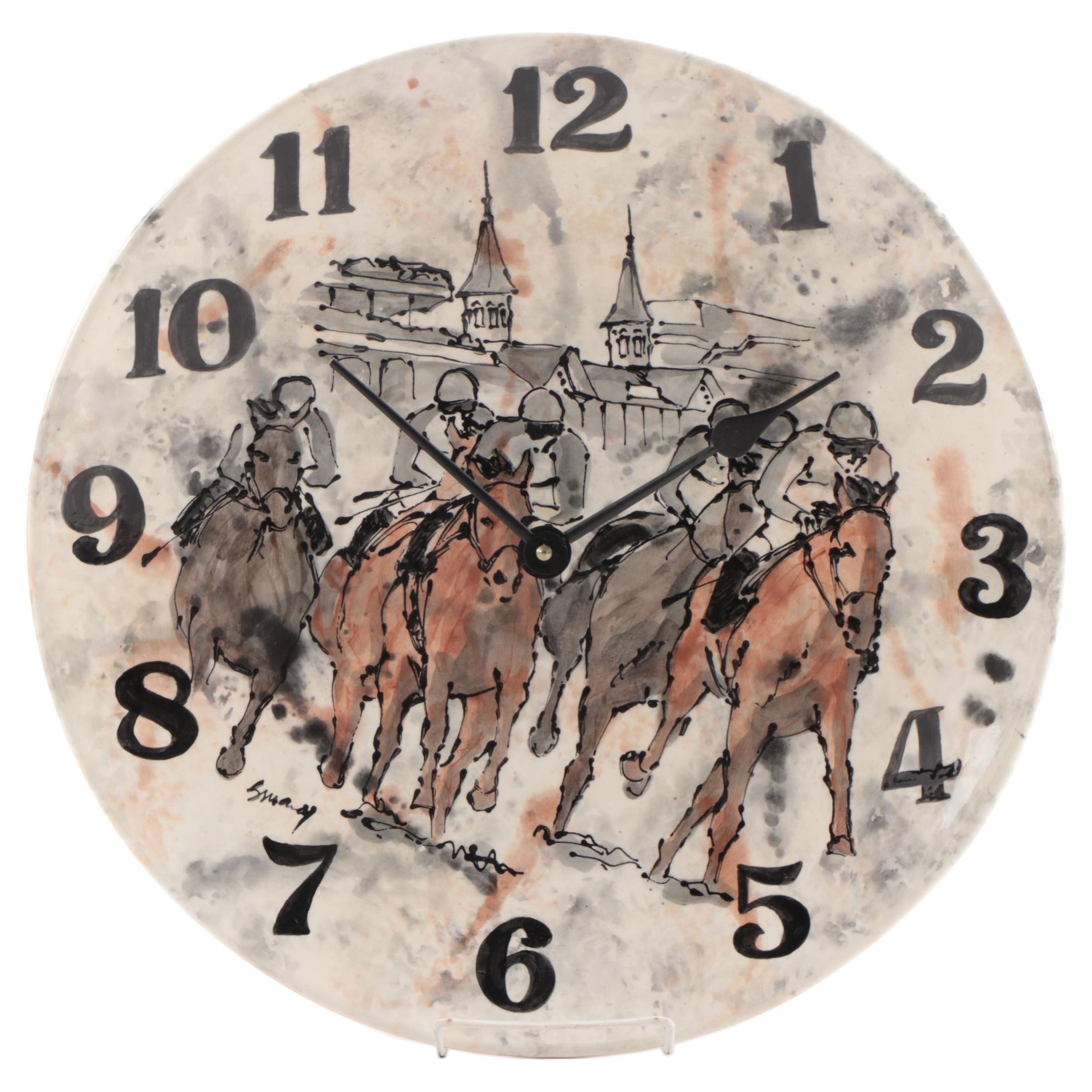 Susany Arts Kentucky Derby Ceramic Battery Operated Clock, 2014