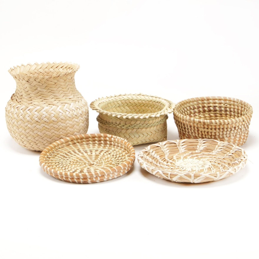 Hand Woven Pine Needle and Natural Fiber Baskets