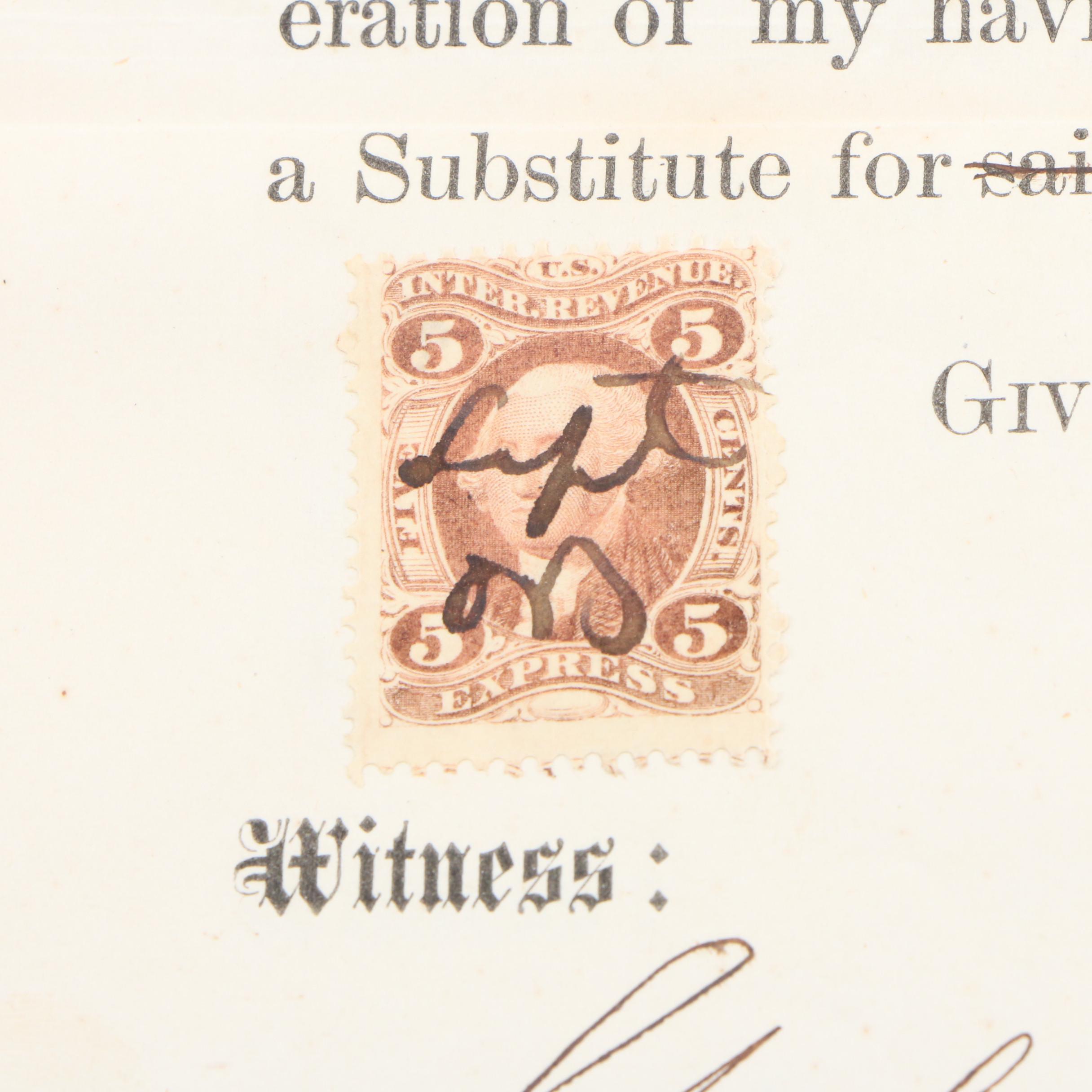 1863 Civil War Draft Substitute Paperwork via "Enrollment Act", New York County