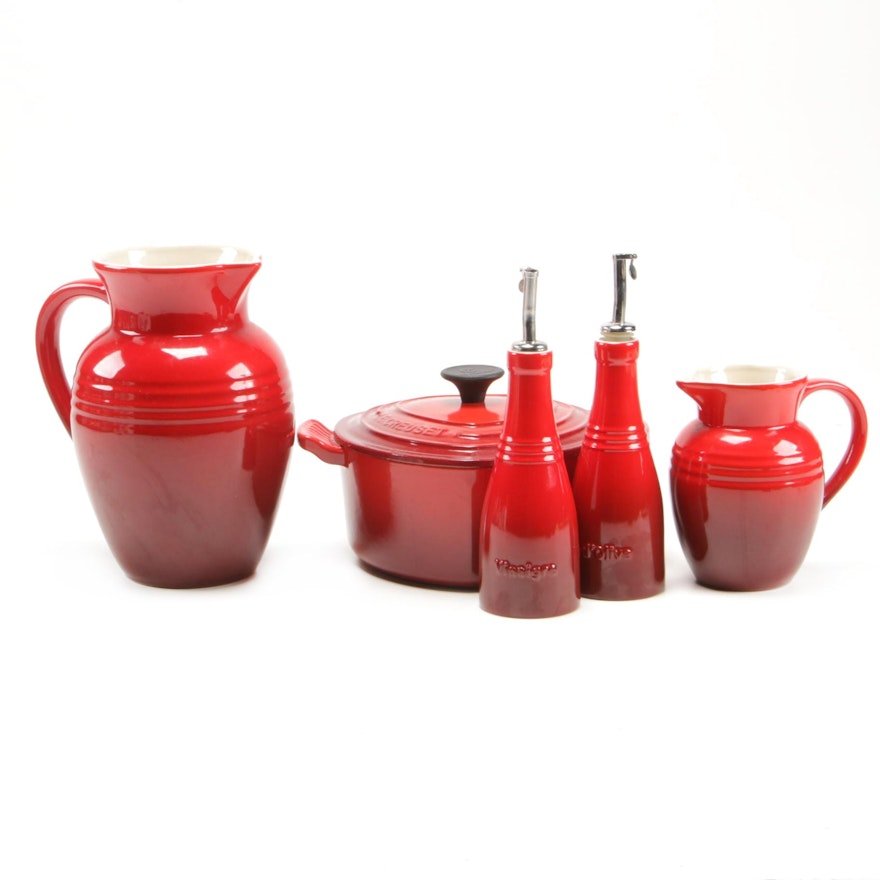 Le Creuset Cast Iron Dutch Oven, Pitchers and Oil and Vinegar Cruets