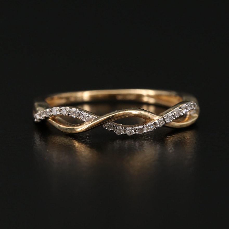 10K Gold Diamond Twisted Ring