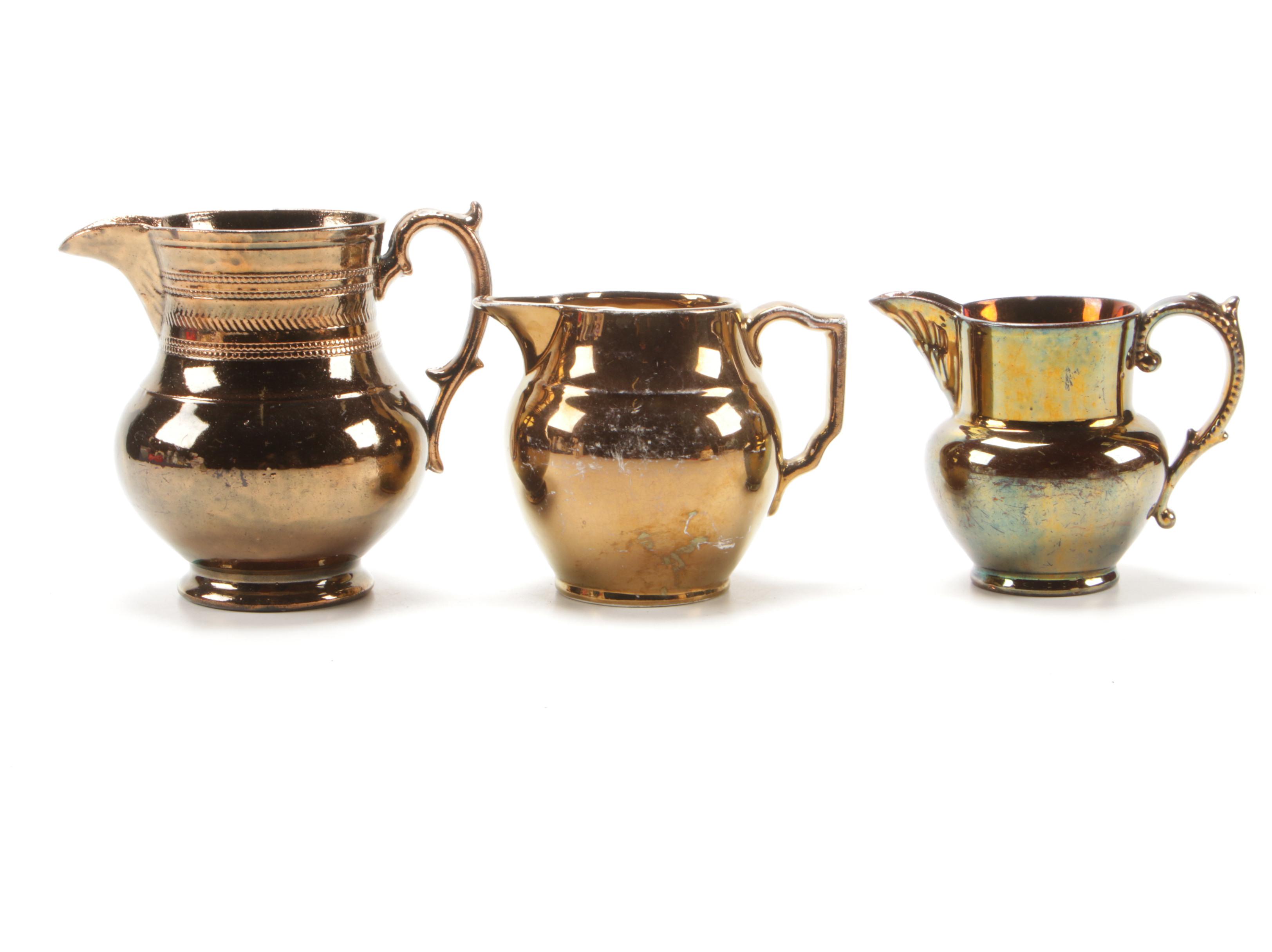 Wade Heath, Gray's Pottery and Other Copper Lusterware Pitchers