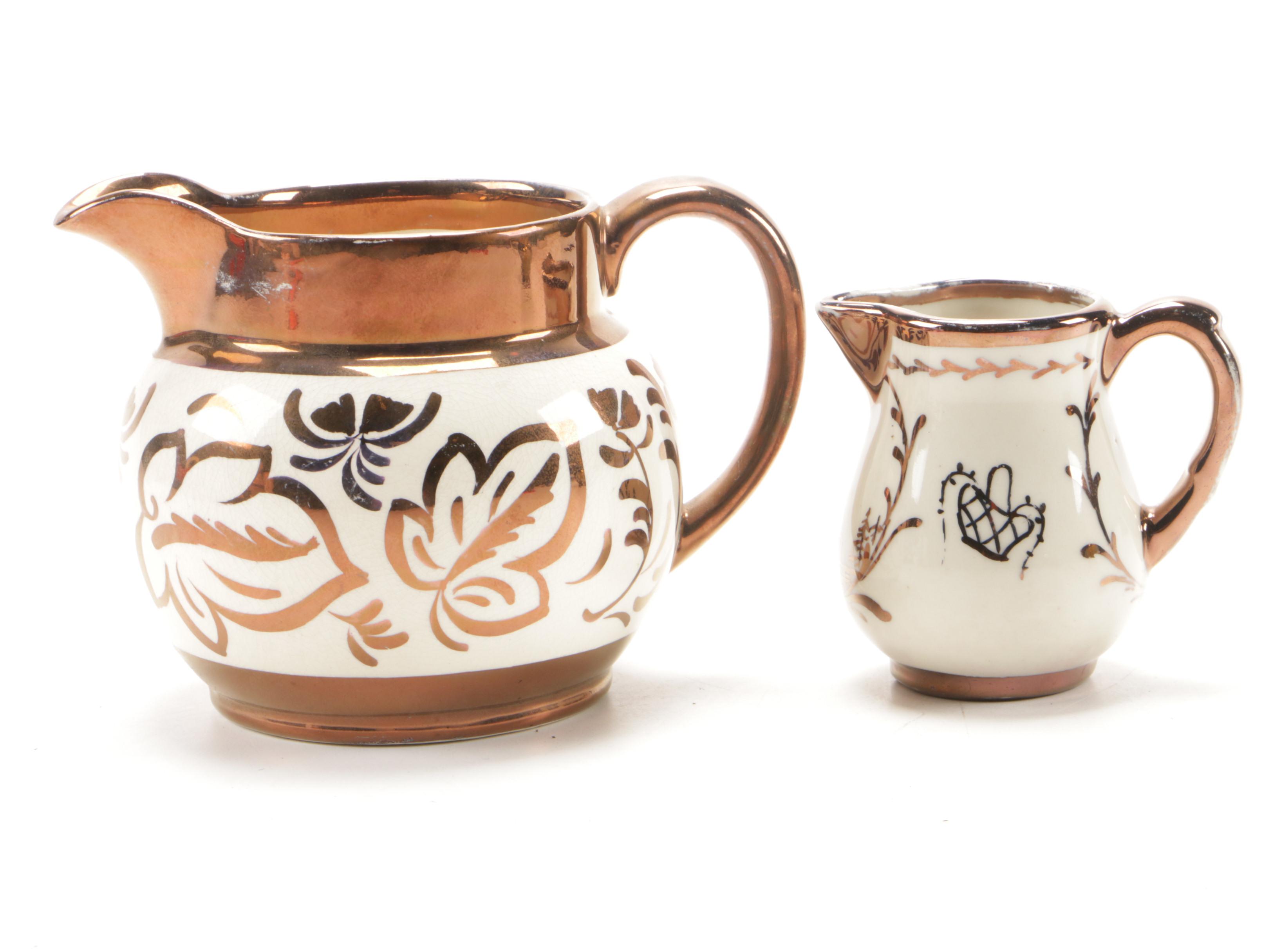 Wade Heath, Gray's Pottery and Other Copper Lusterware Pitchers