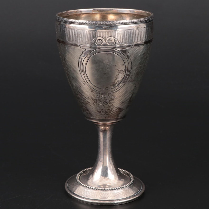 Gorham Turned Silver Plate Water Goblet, Early to Mid 20th Century