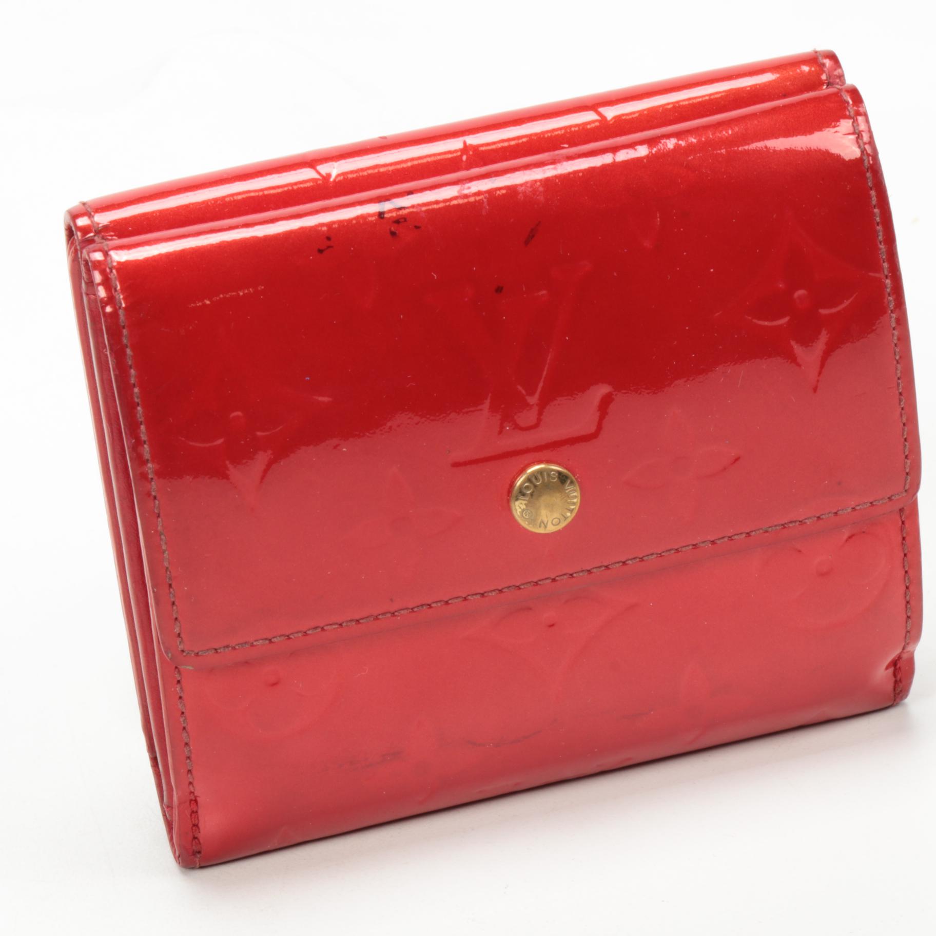 Louis Vuitton Elise Wallet in Red Monogram Vernis Leather