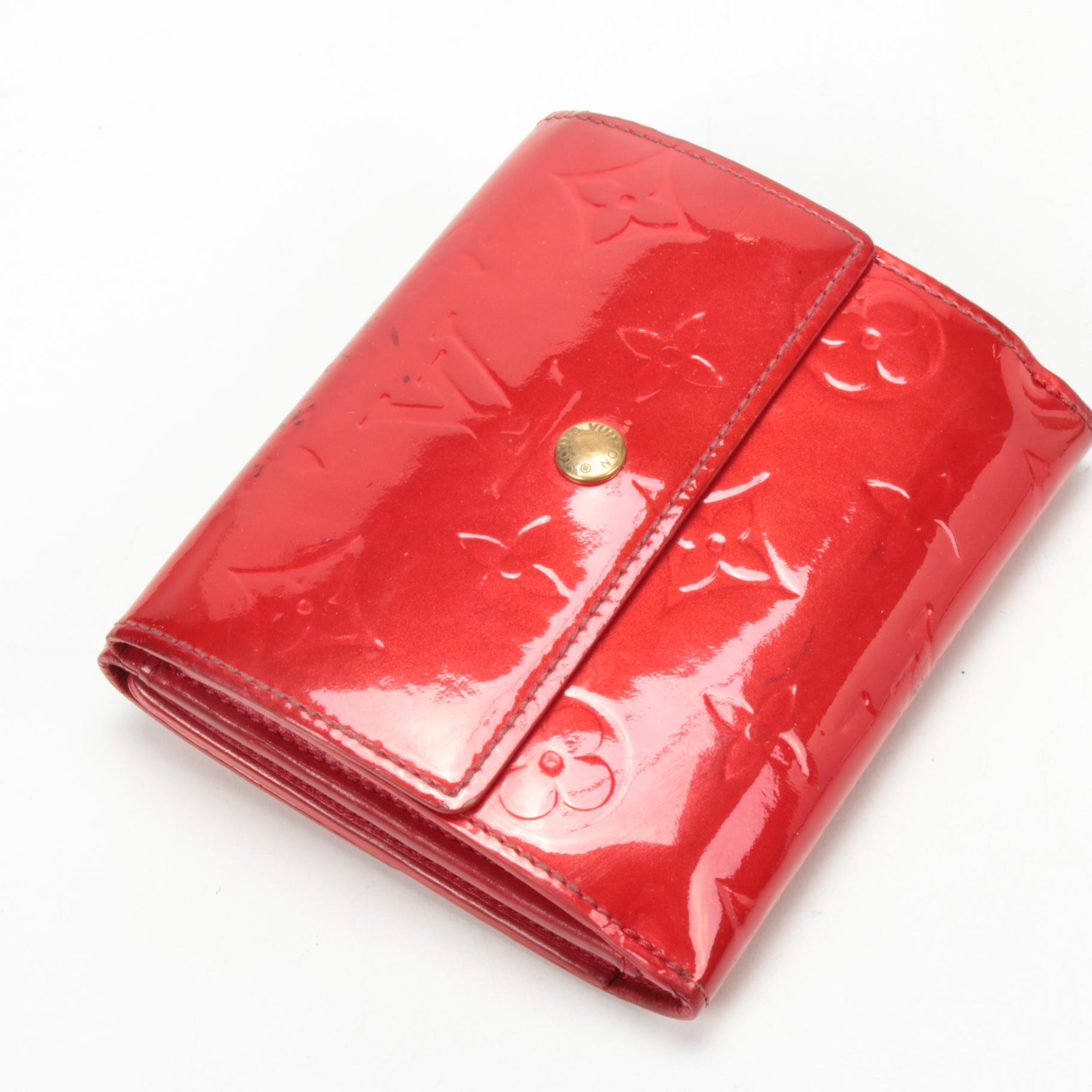 Louis Vuitton Elise Wallet in Red Monogram Vernis Leather