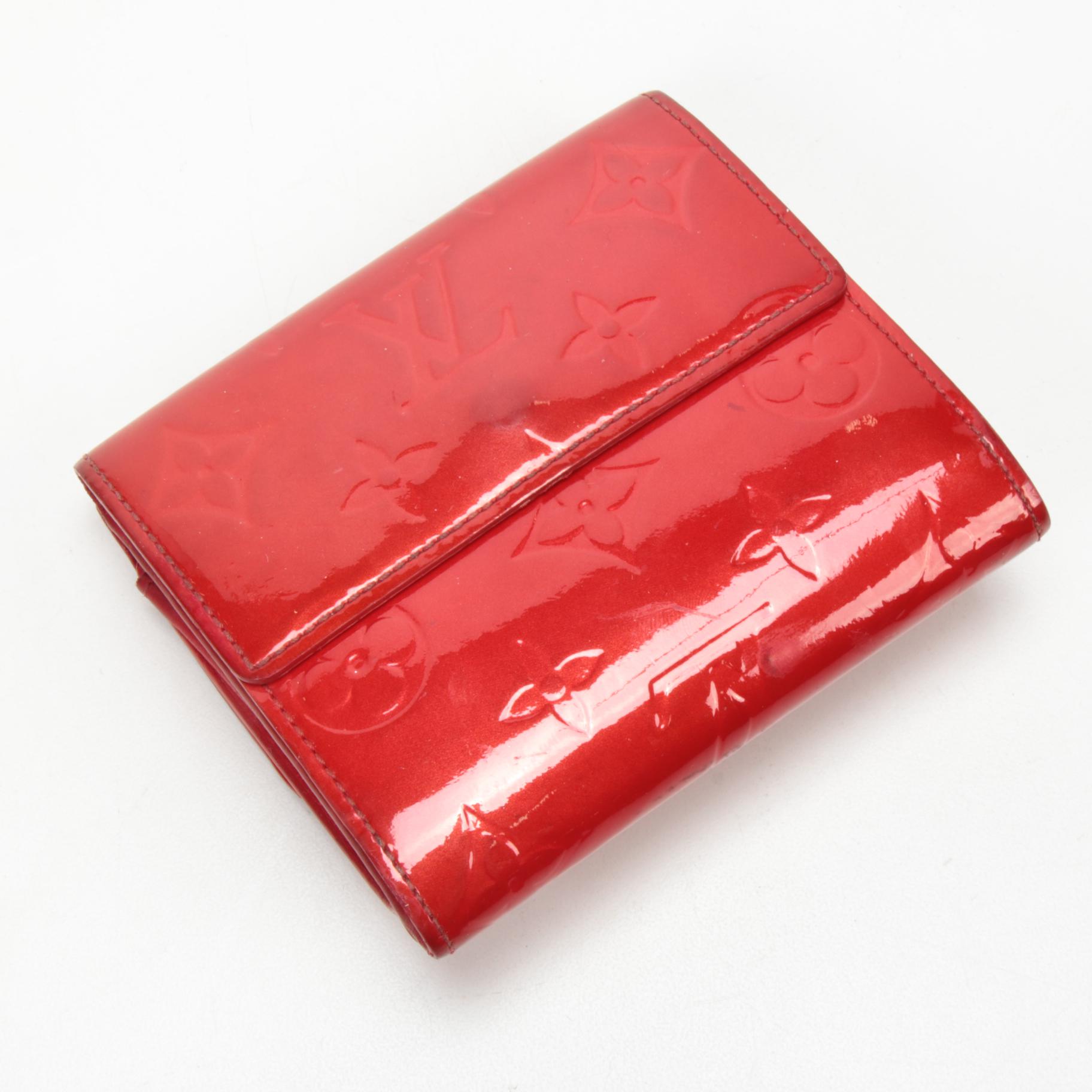 Louis Vuitton Elise Wallet in Red Monogram Vernis Leather