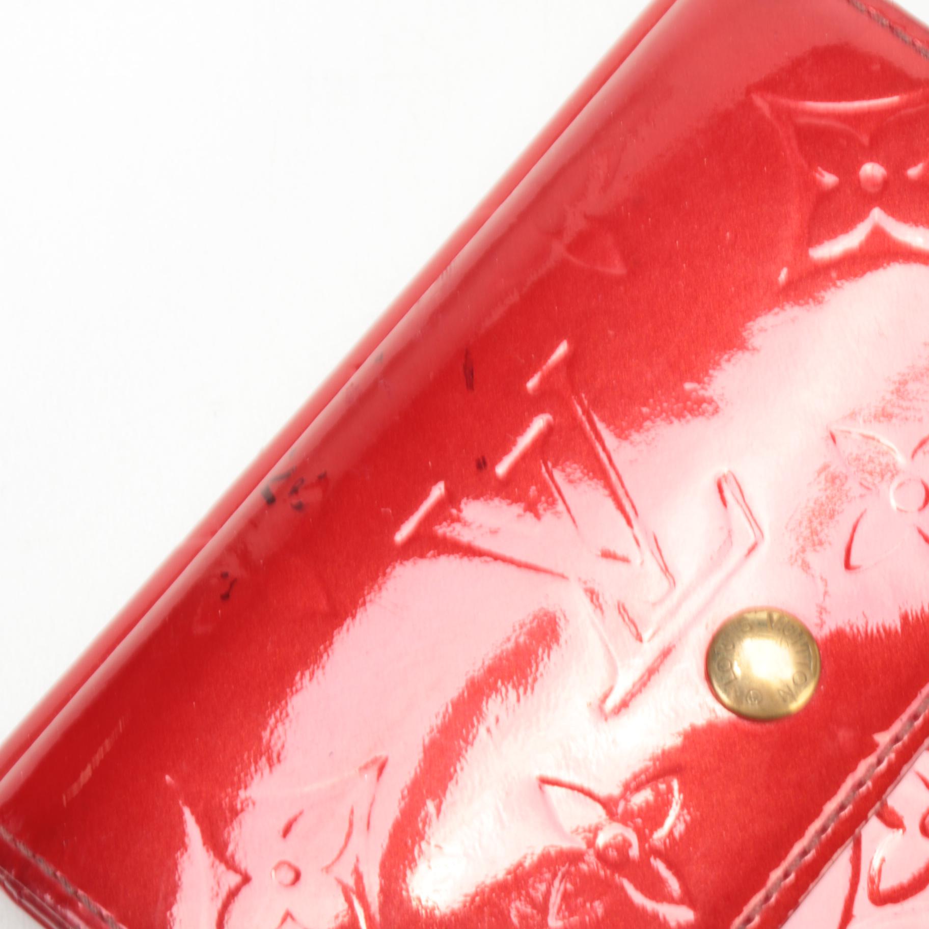 Louis Vuitton Elise Wallet in Red Monogram Vernis Leather