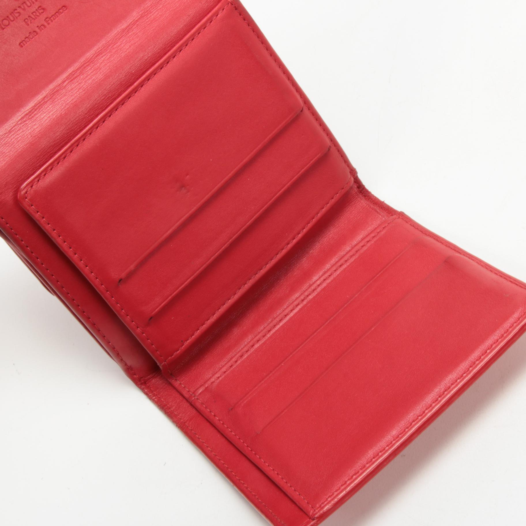 Louis Vuitton Elise Wallet in Red Monogram Vernis Leather