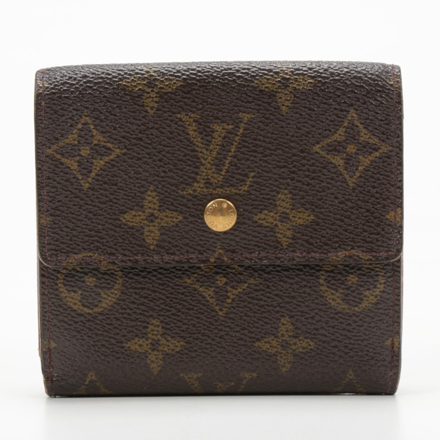Louis Vuitton Elise Double Flap Wallet in Monogram Canvas and Leather
