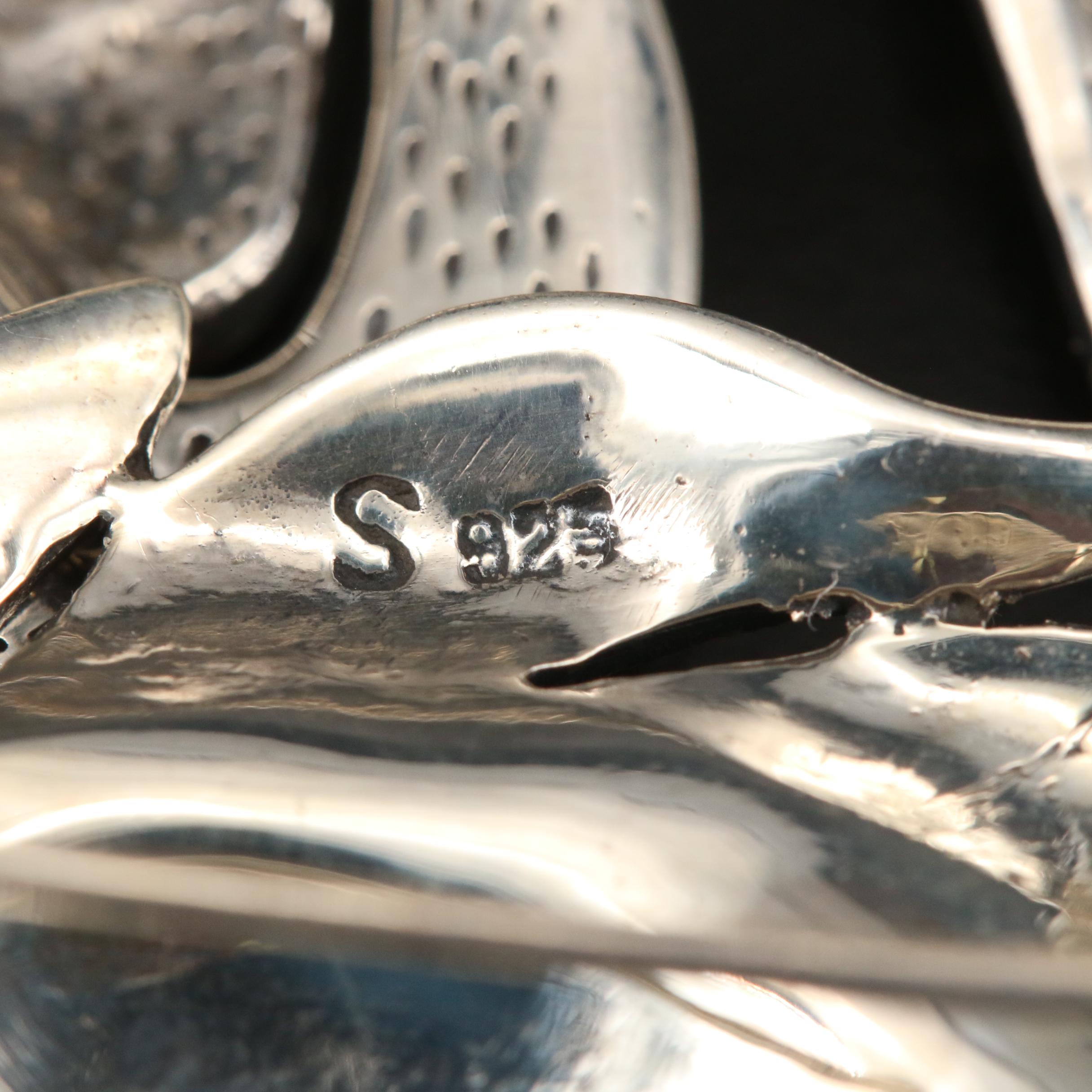 Sterling Silver Marcasite Brooches and Bracelet