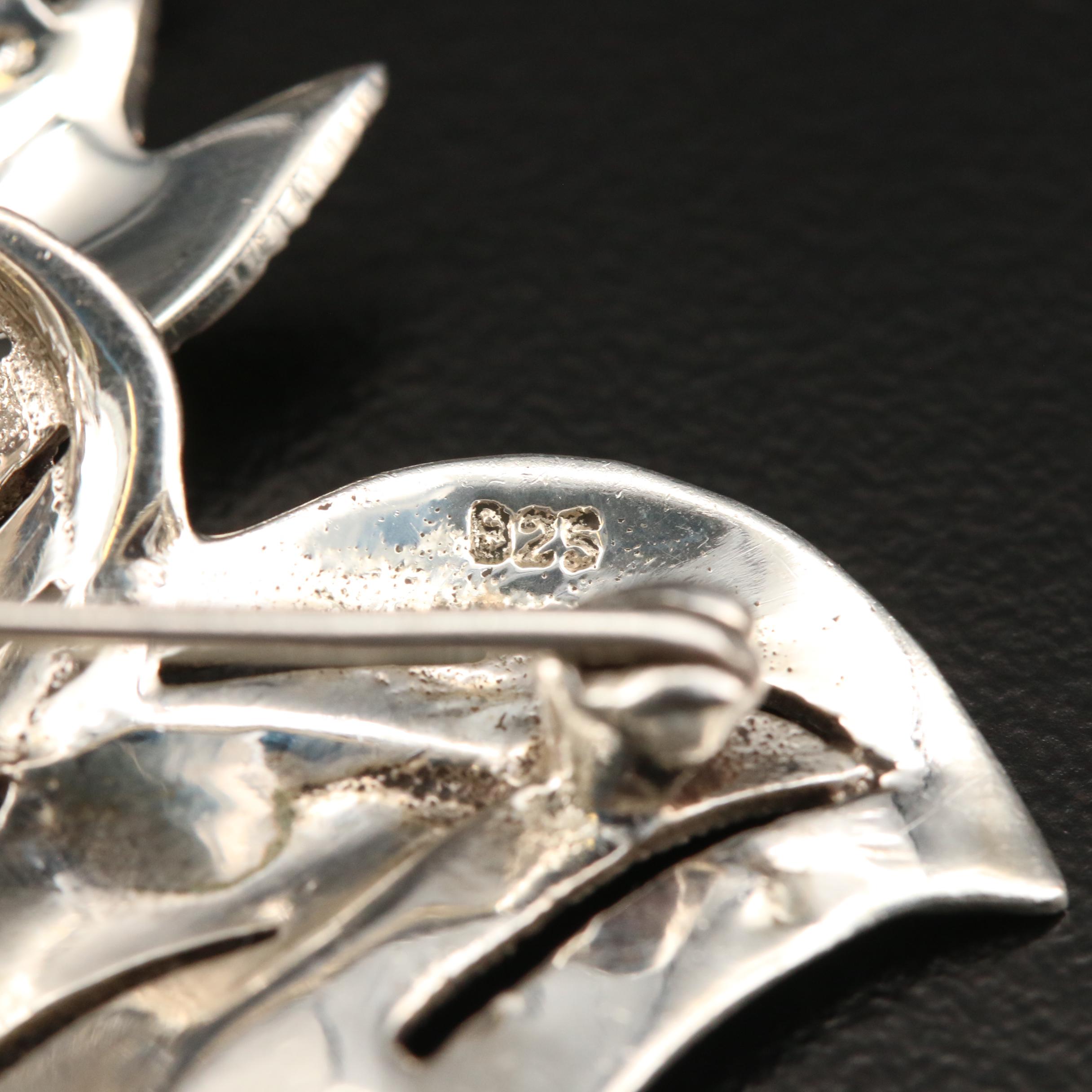 Sterling Silver Marcasite Brooches and Bracelet