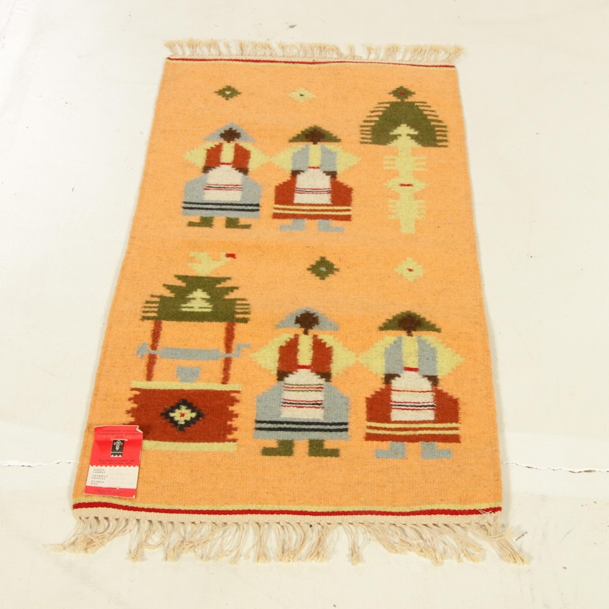 1'8 x 3'8 Hand-Woven Russian Pictorial Kilim Rug, 1980s
