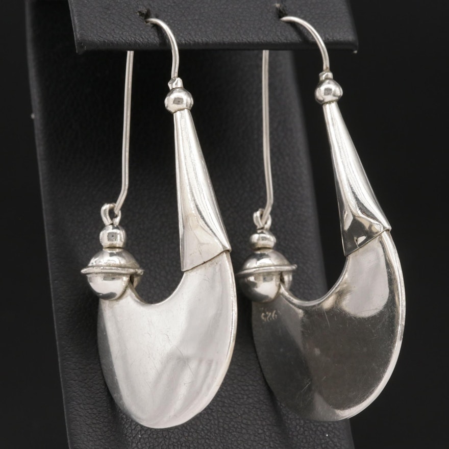 Sterling Silver Fan Hoop Earrings