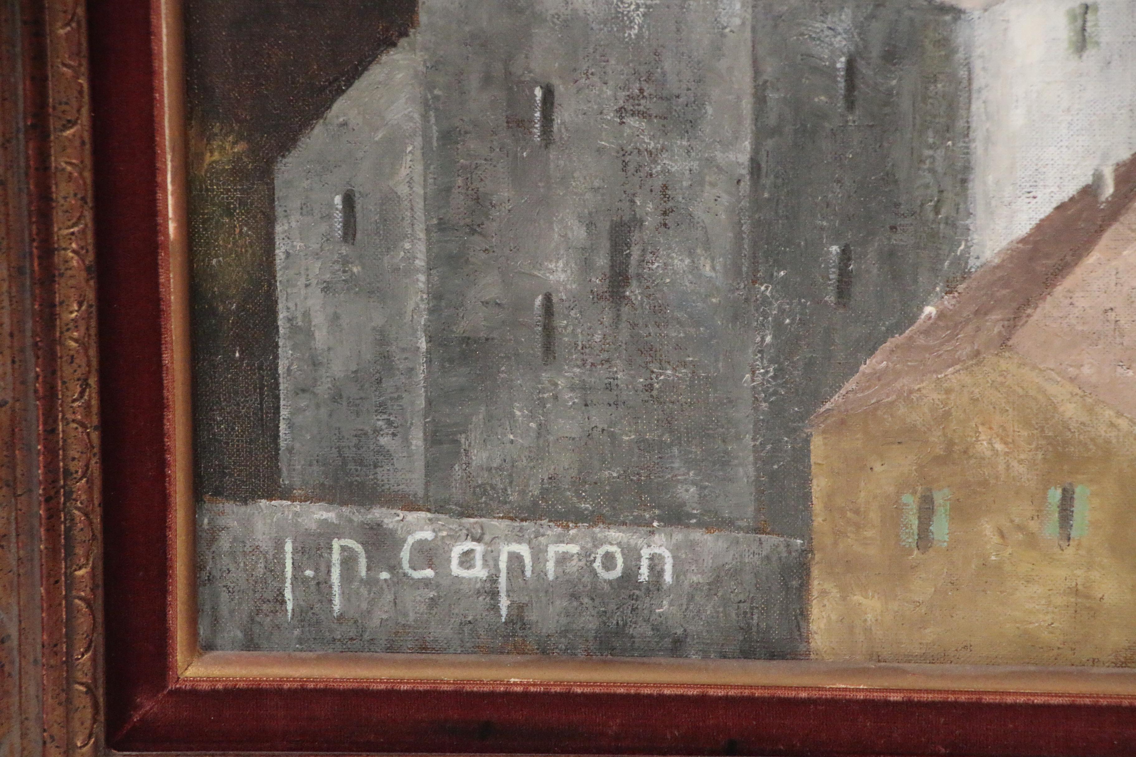 Jean-Pierre Capron Oil Painting of Village Scene