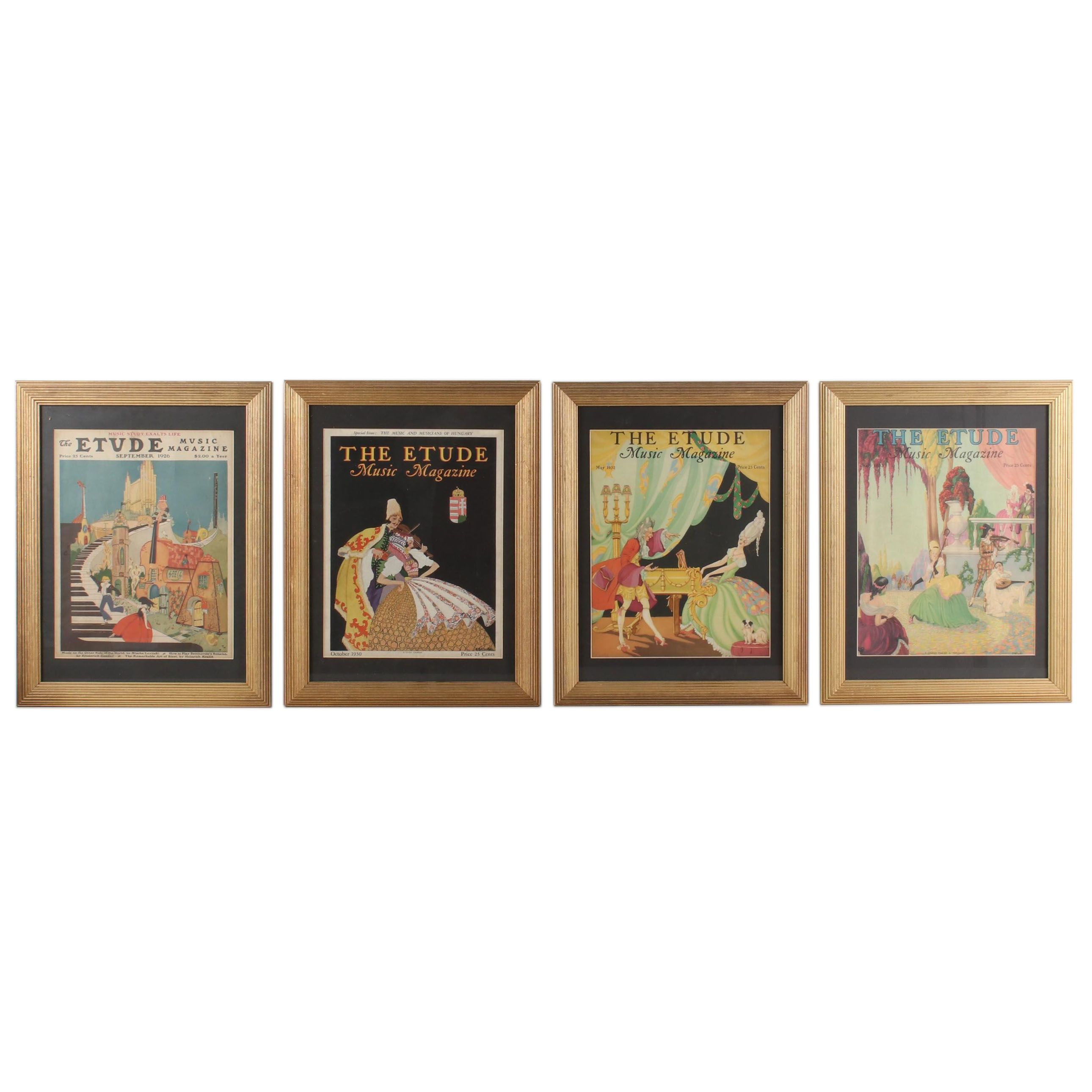 Framed "The Etude" Music Magazine Covers, 1920s-1930s