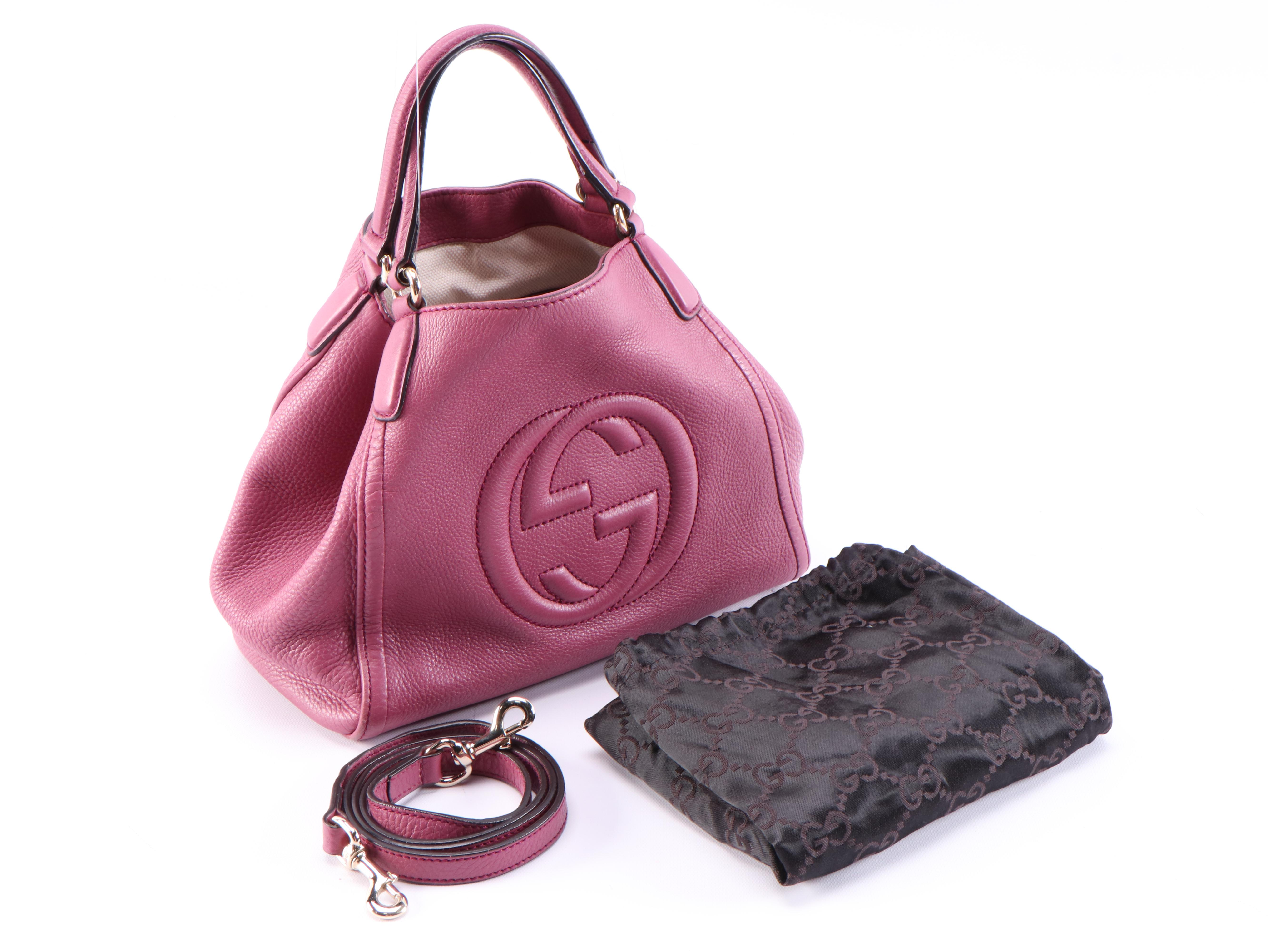 Gucci Soho Small Tote Bag in Mauve Purple Pebbled Leather