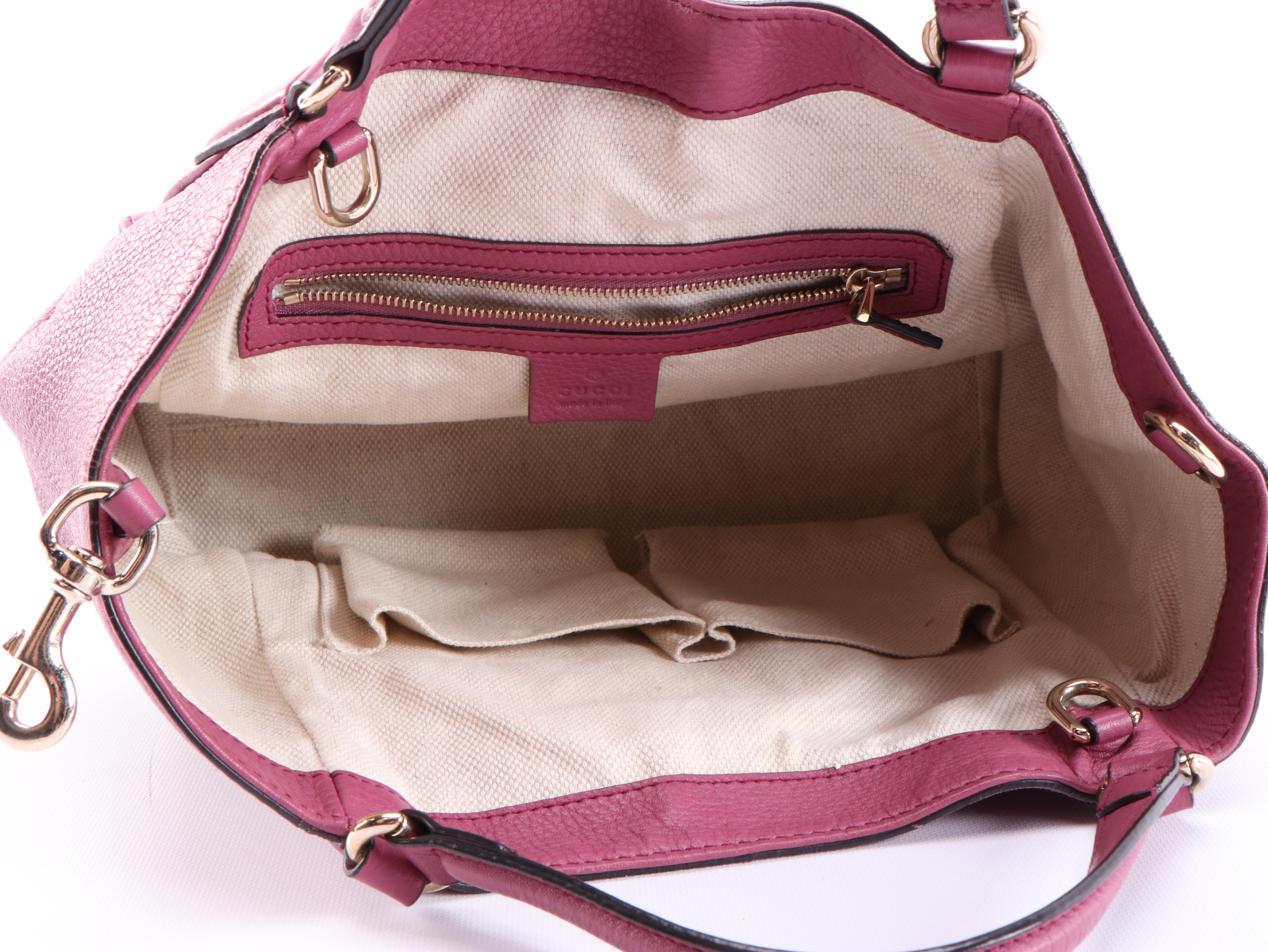 Gucci Soho Small Tote Bag in Mauve Purple Pebbled Leather