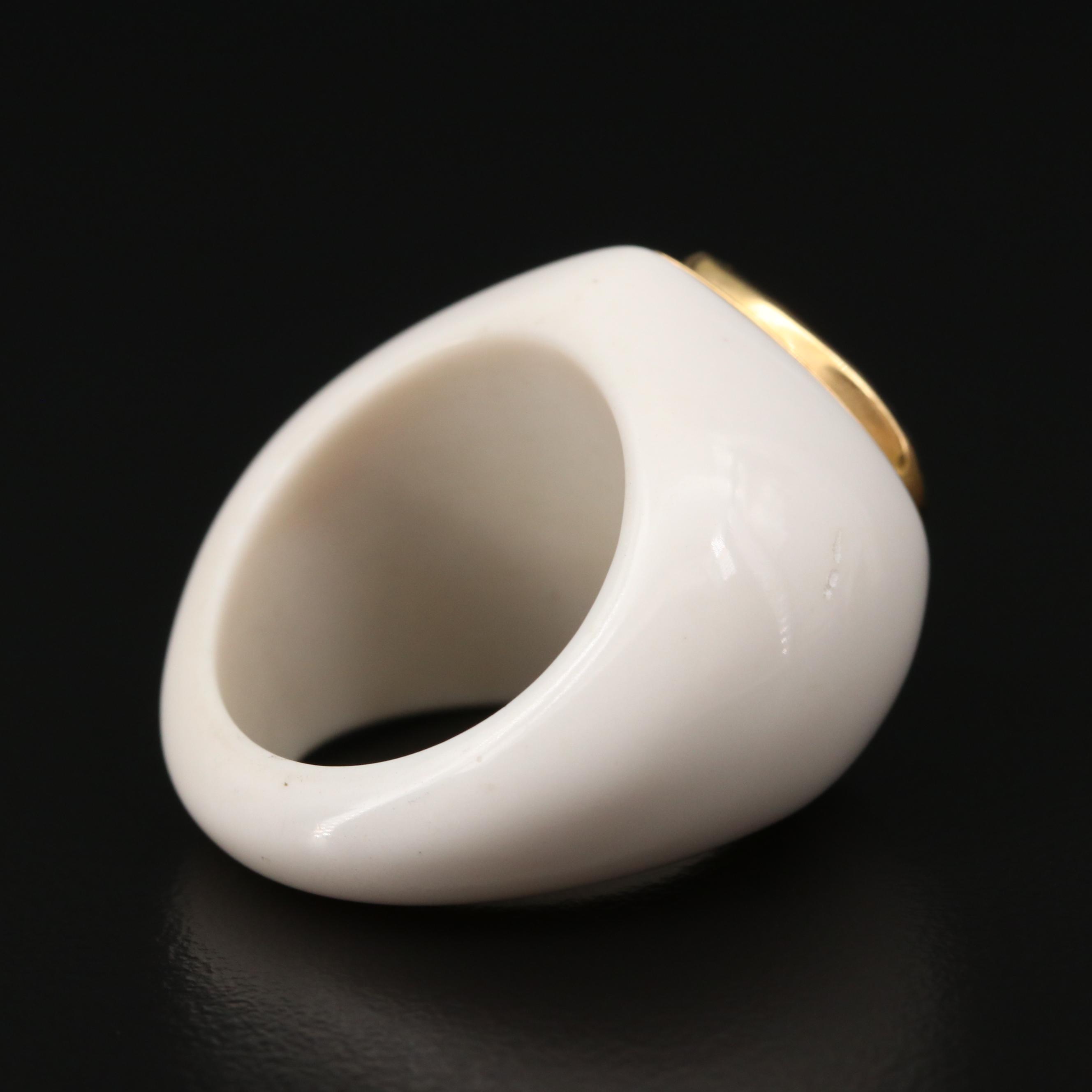 Ceramic Quartzite Hololith Ring with 14K Gold and Topaz