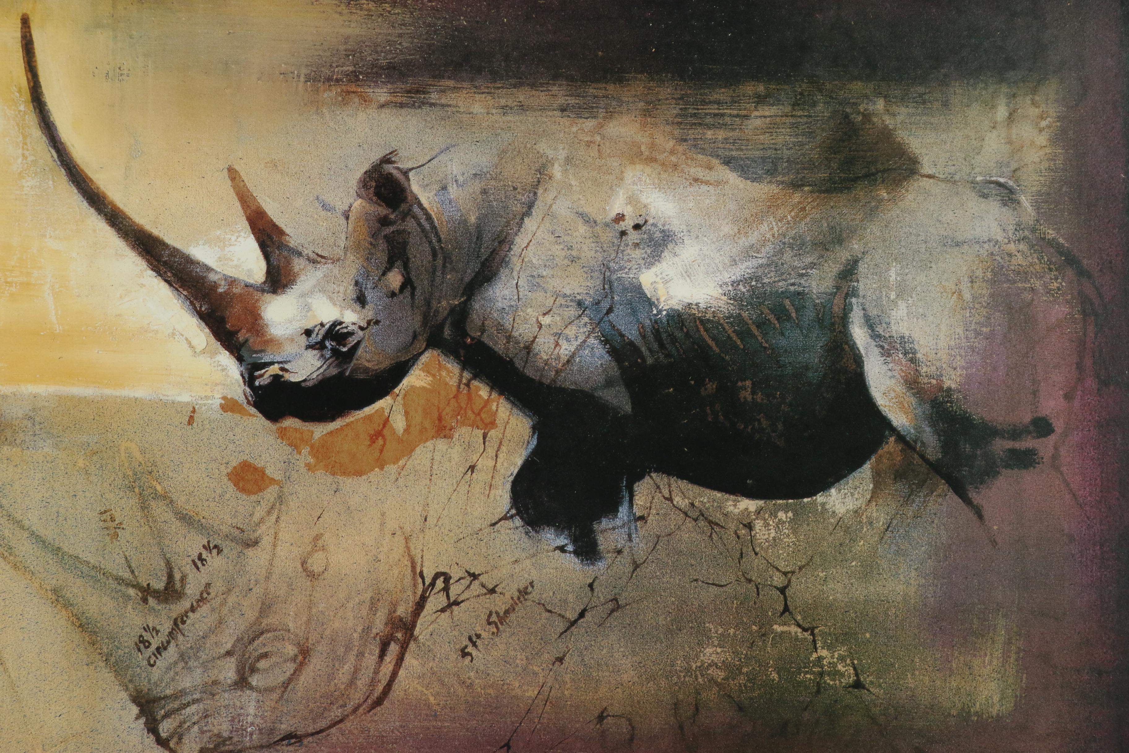 Keith Joubert Offset Lithograph "The Black Rhinoceros. Diceros bicornis."